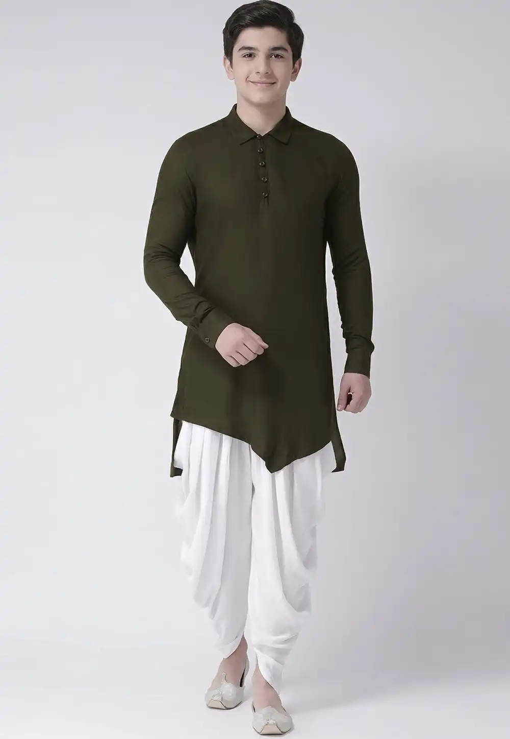 Mehndi Cotton Kids Dhoti Kurta 326653