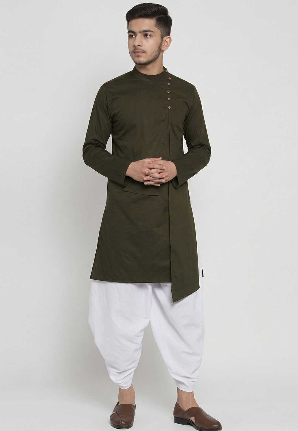 Mehndi Cotton Kids Dhoti Kurta 326659