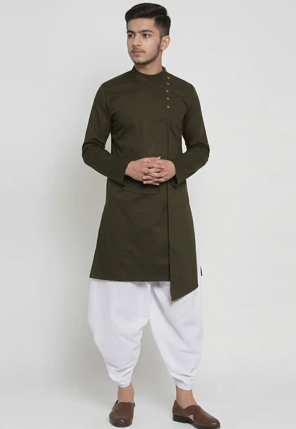 Mehndi Cotton Kids Dhoti Kurta 326659