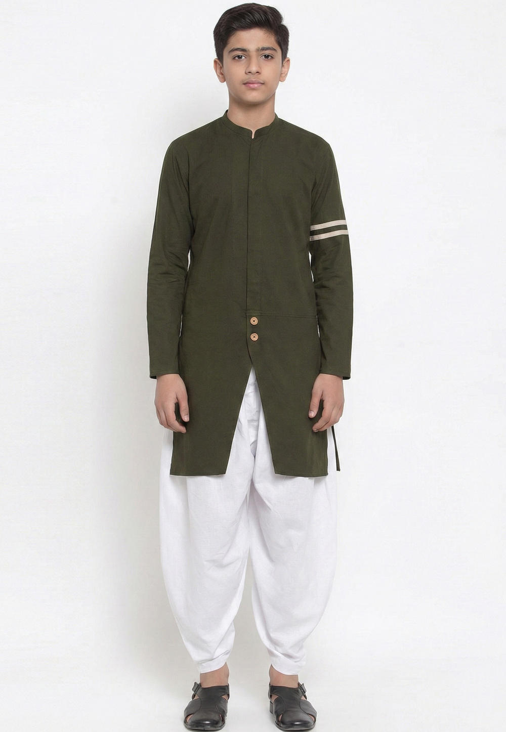 Mehndi Cotton Kids Dhoti Kurta 325635