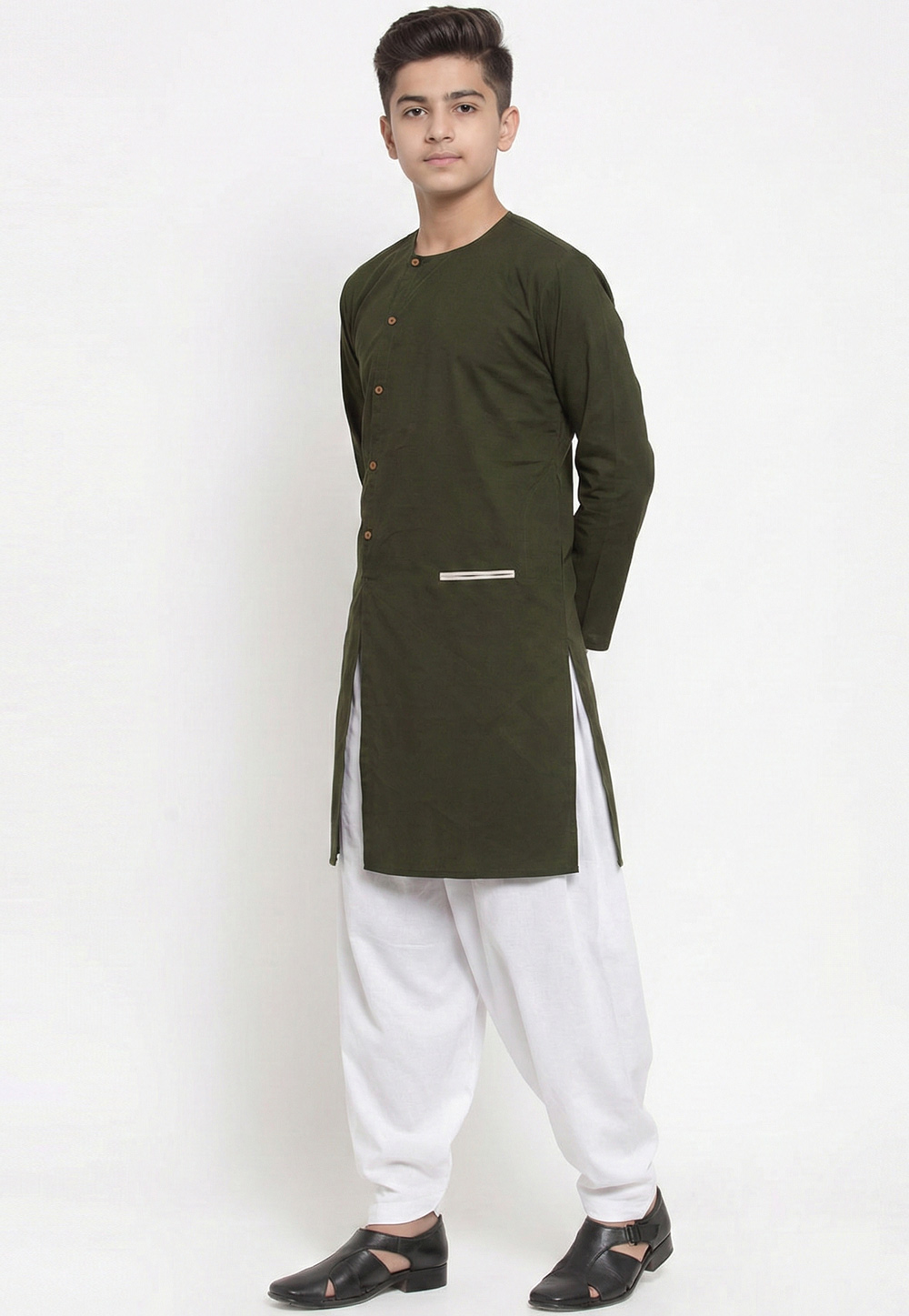 Mehndi Cotton Kids Dhoti Kurta 325638