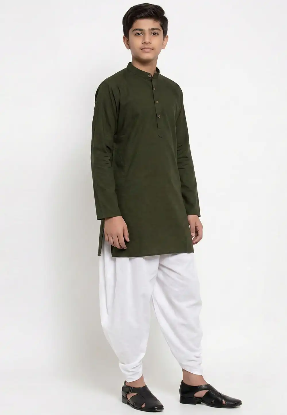 Mehndi Cotton Kids Dhoti Kurta 325641