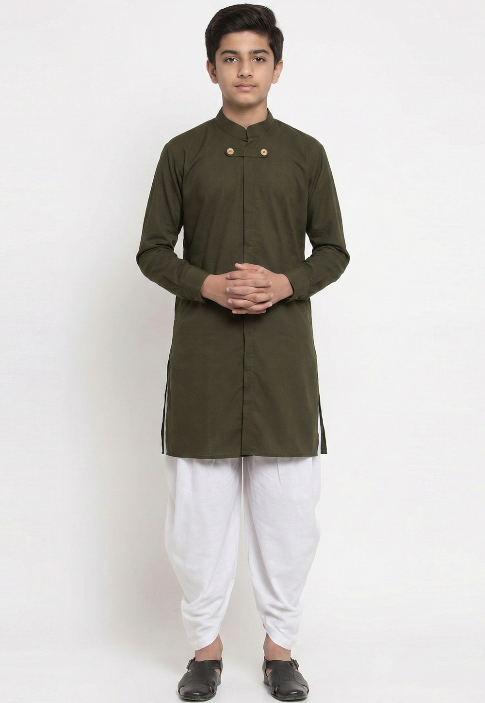 Mehndi Cotton Kids Dhoti Kurta 325644