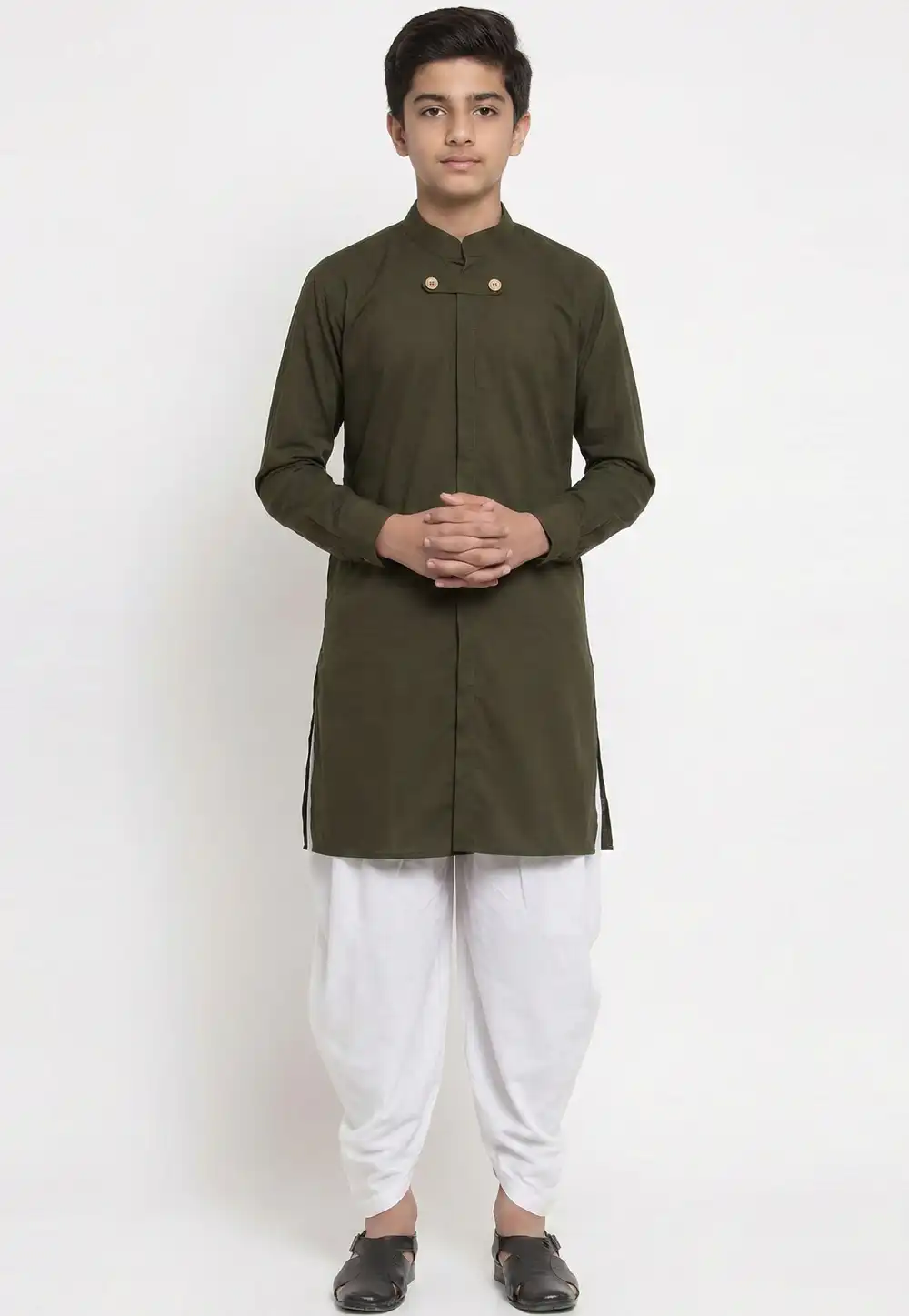 Mehndi Cotton Kids Dhoti Kurta 325644
