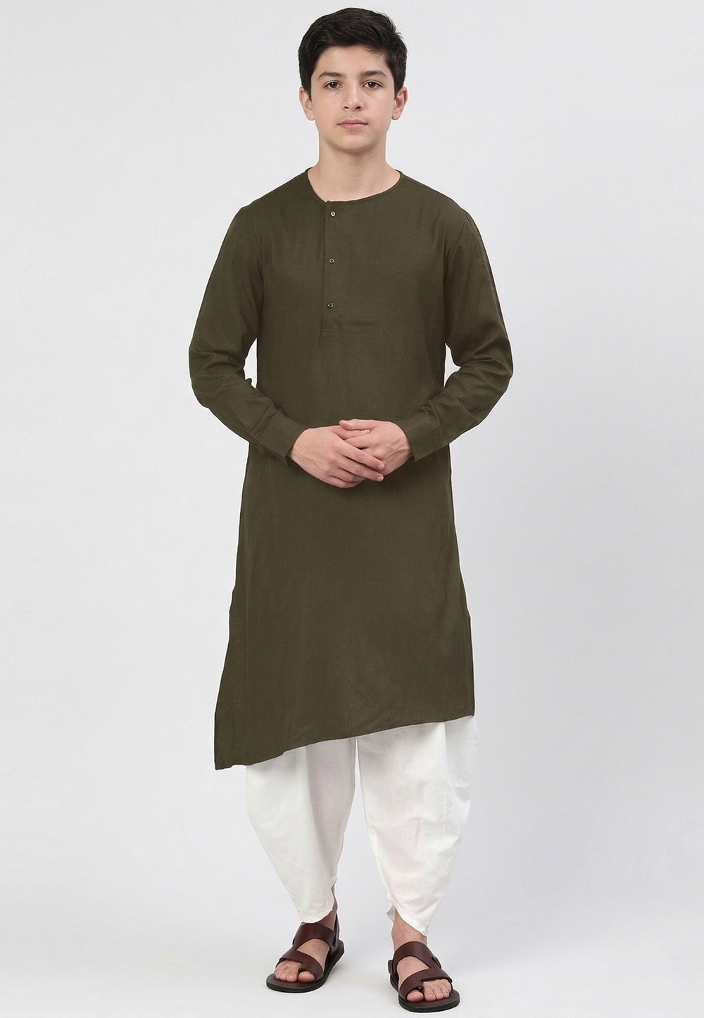 Mehndi Cotton Kids Dhoti Kurta 326632