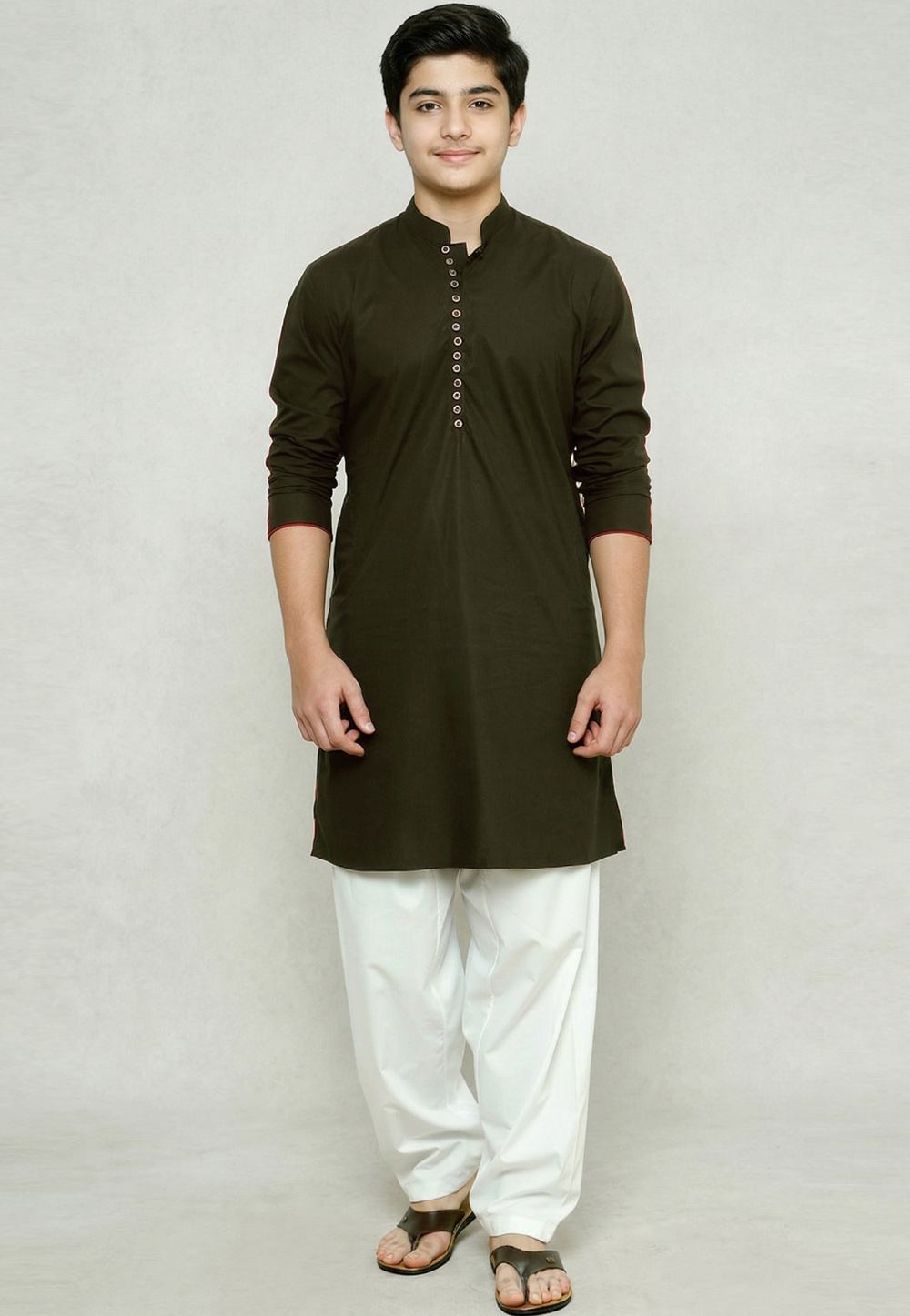 Mehndi Cotton Kids Kurta Pajama 326641
