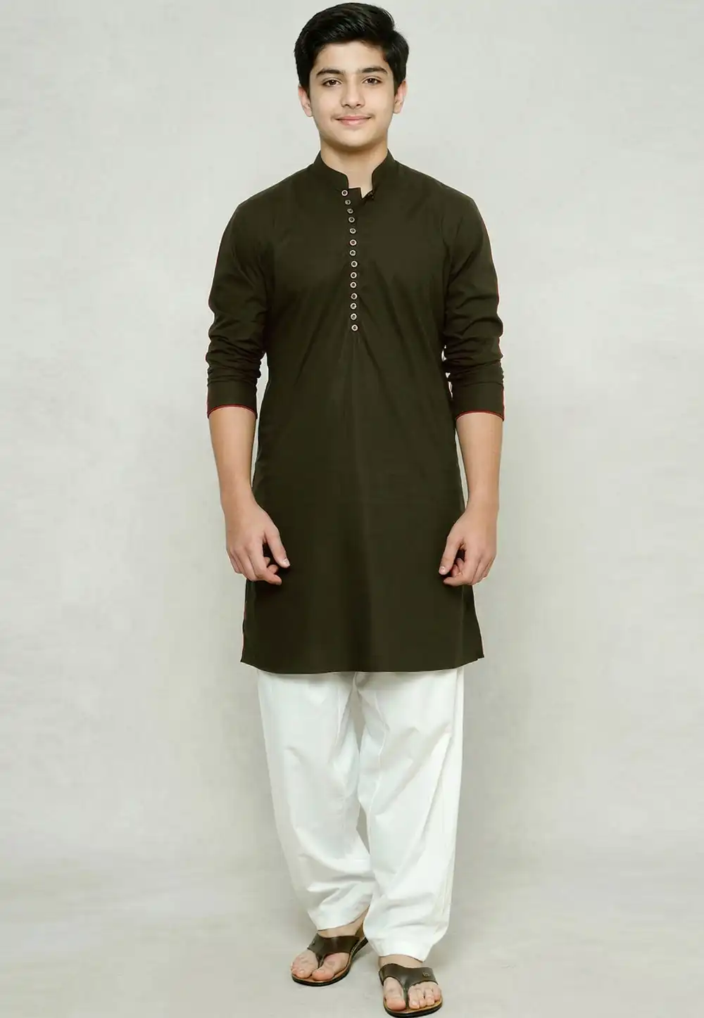 Mehndi Cotton Kids Kurta Pajama 326641