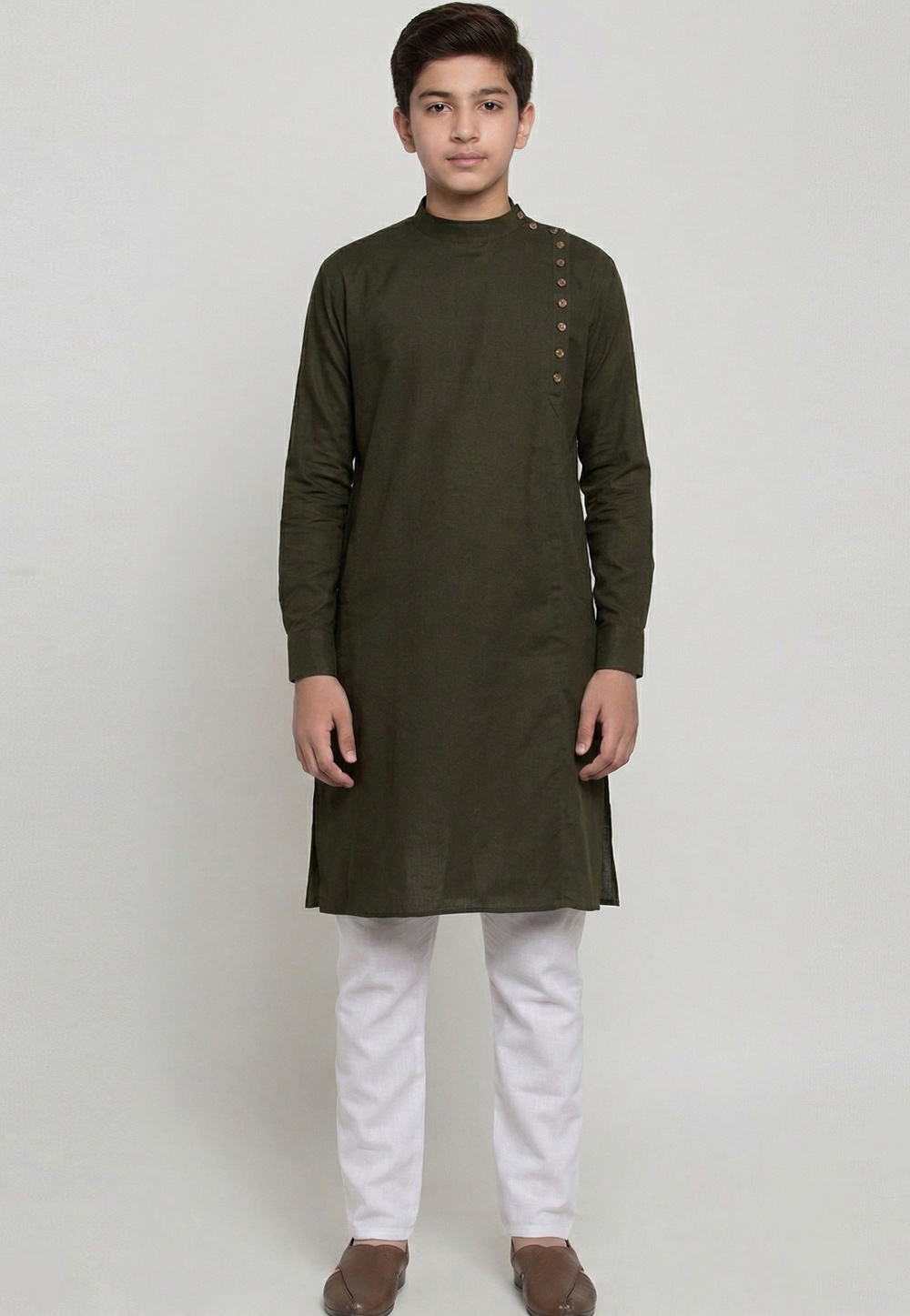 Mehndi Cotton Kids Kurta Pajama 326644