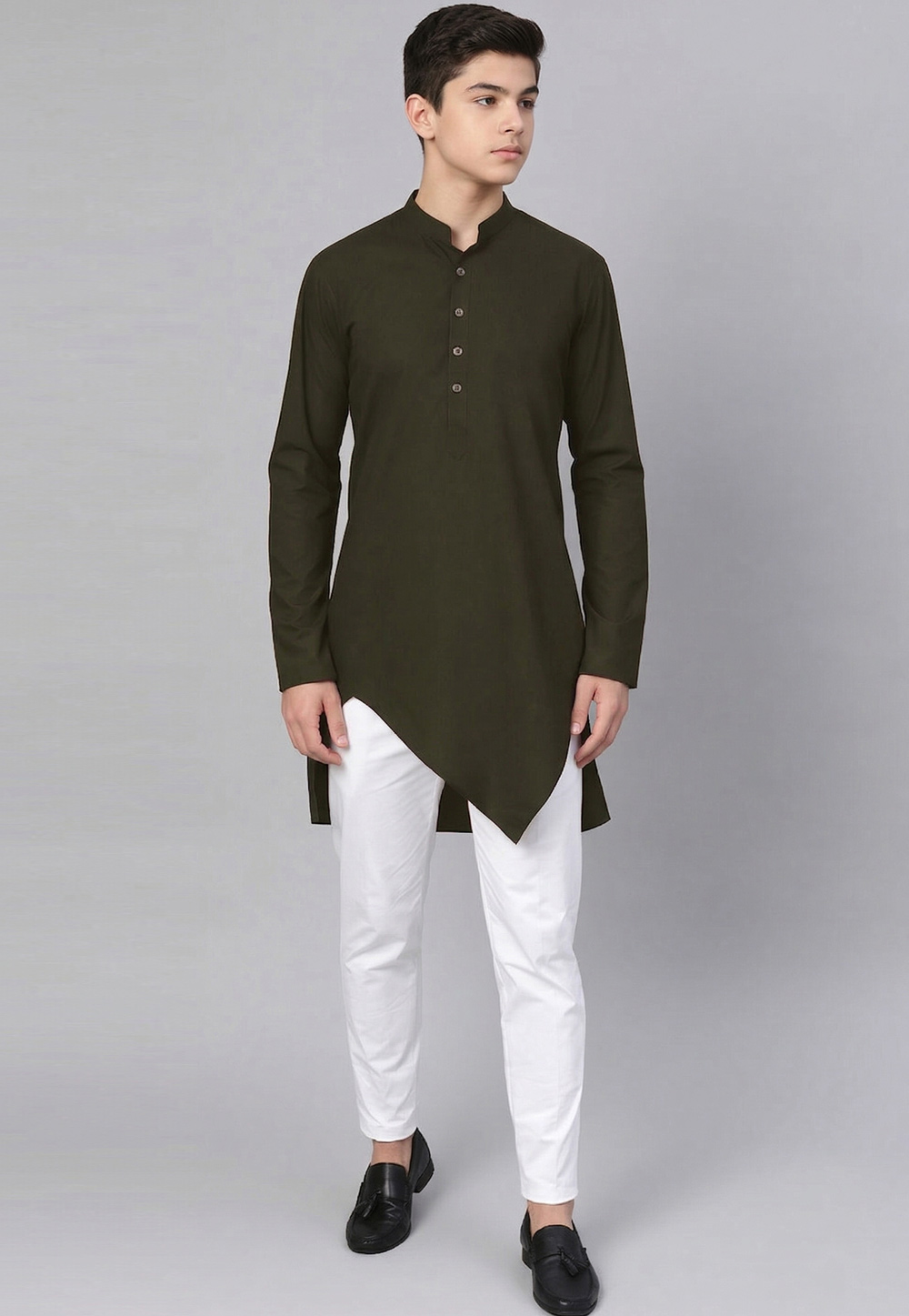 Mehndi Cotton Kids Kurta Pajama 326647