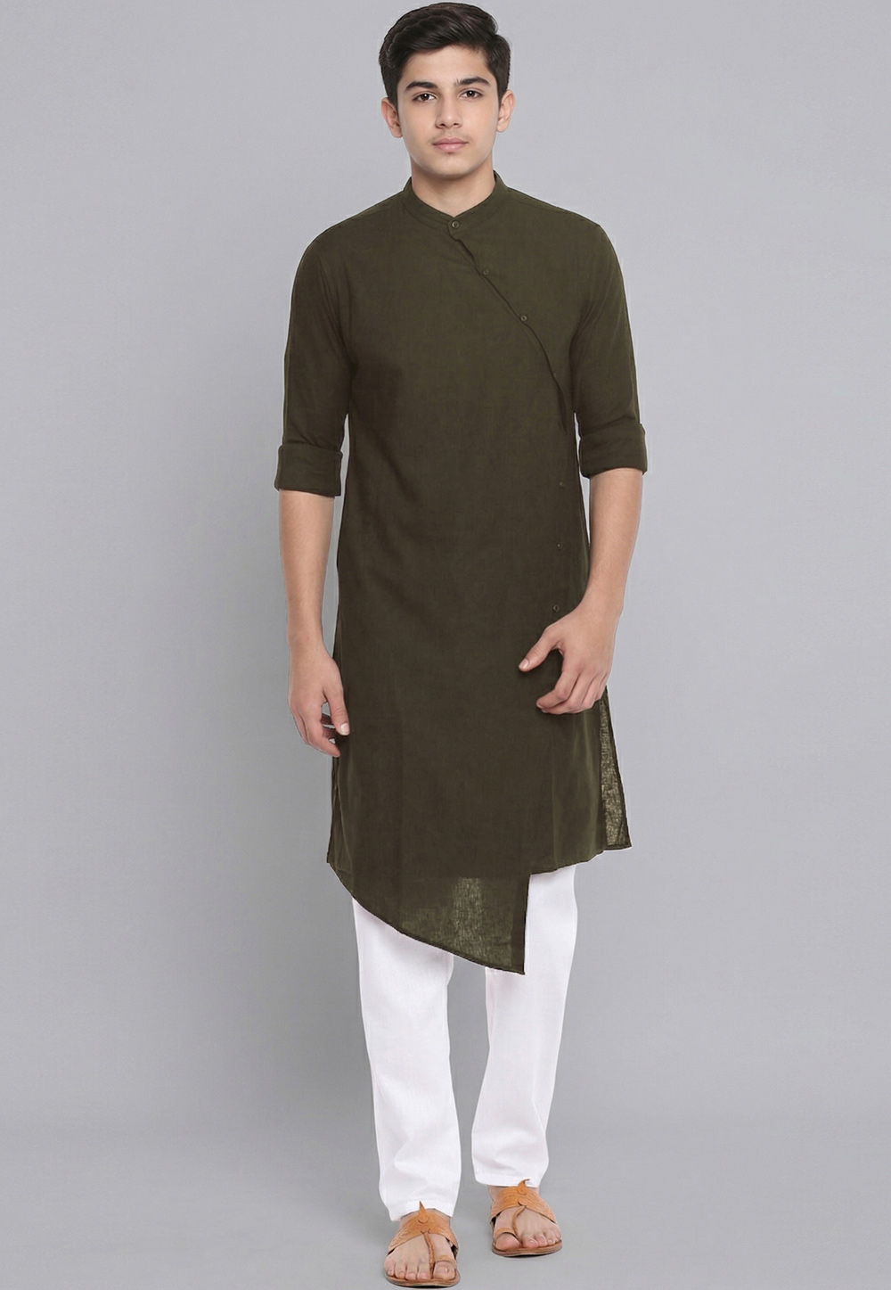 Mehndi Cotton Kids Kurta Pajama 326665