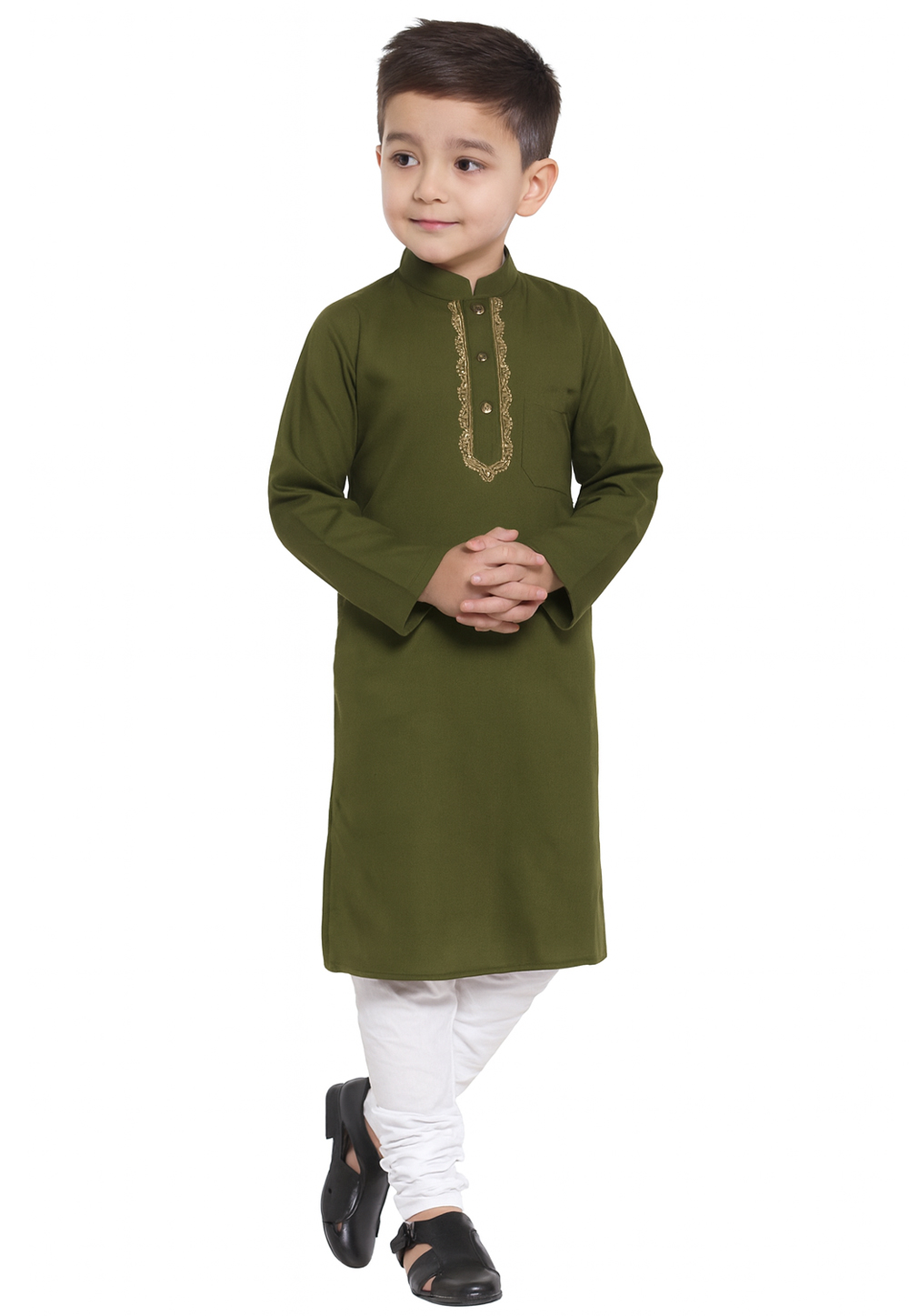 Mehndi Cotton Kids Kurta Pajama 320811