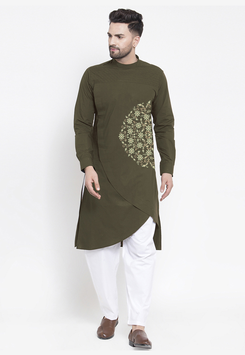 Mehndi Cotton Kurta Pajama 282933