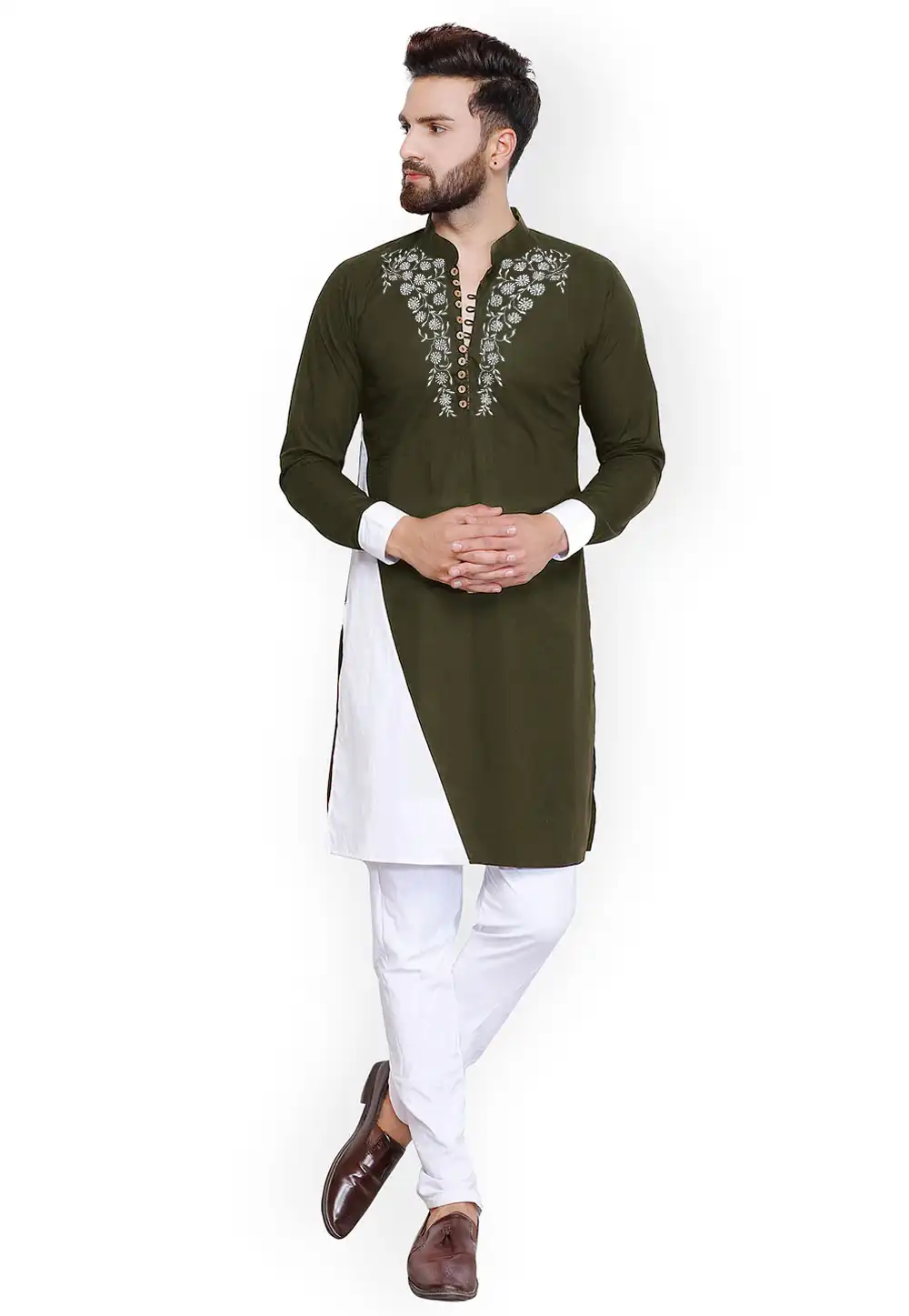 Mehndi Cotton Kurta Pajama 282950