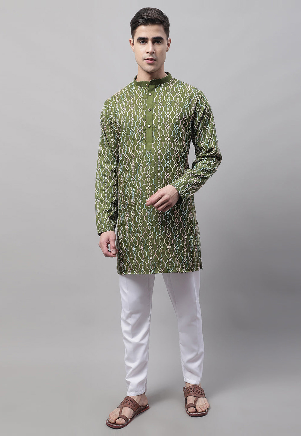 Mehndi Cotton Kurta Pajama 281685