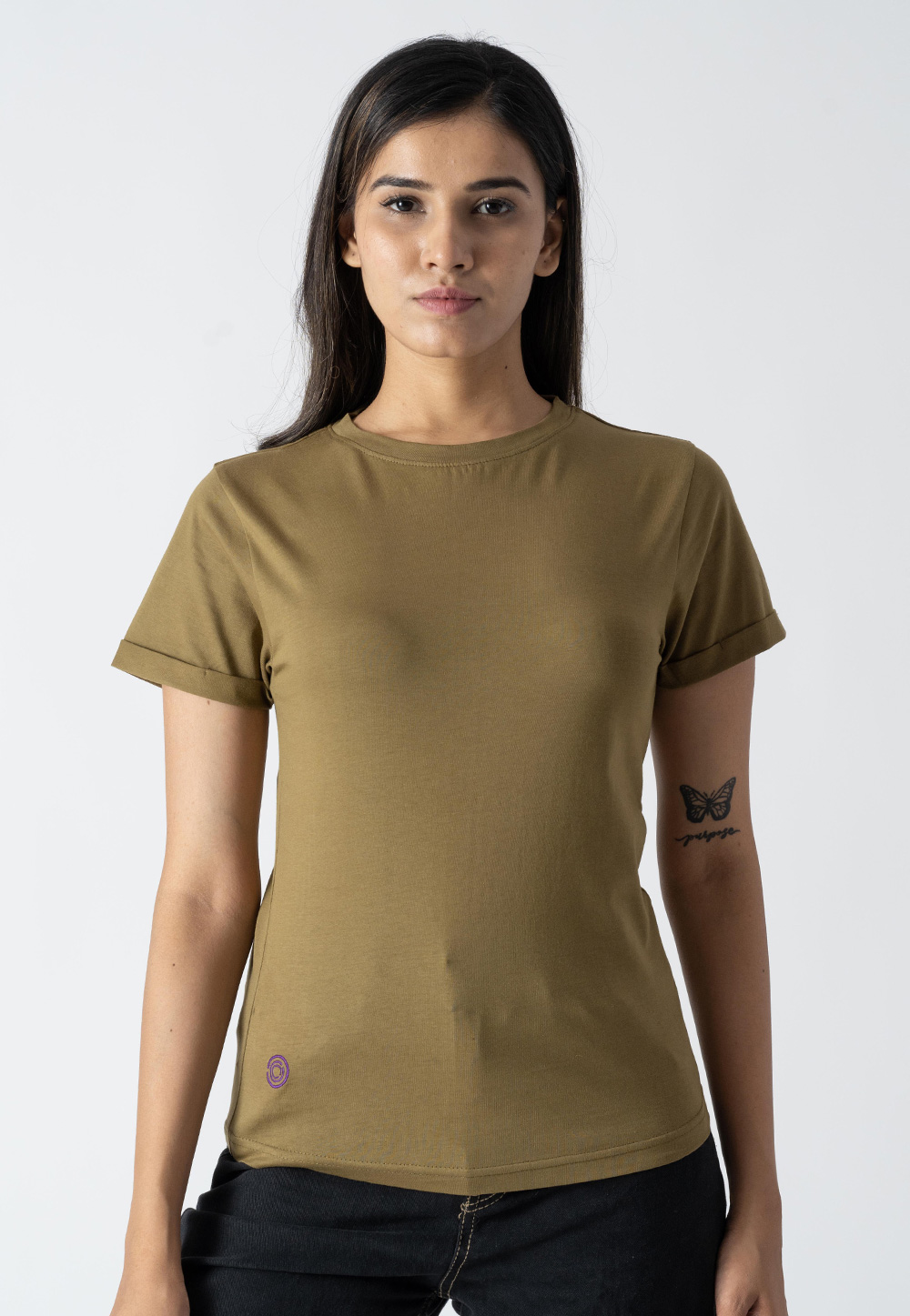 Mehndi Cotton Round Neck T-Shirt 313288