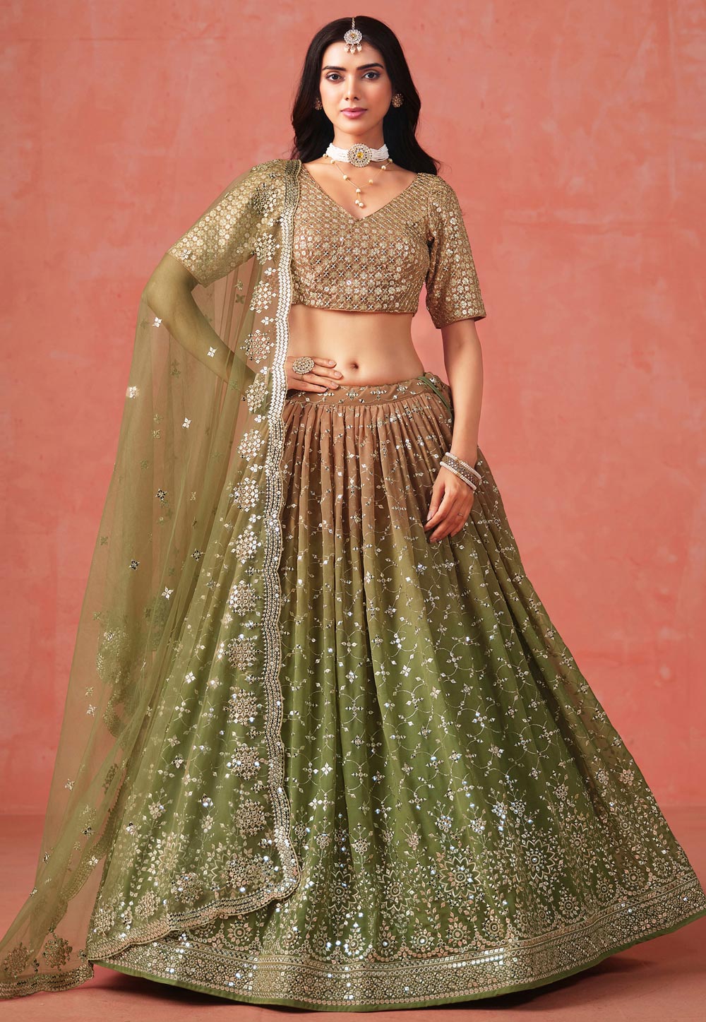 Mehndi Georgette Lehenga Choli 311642