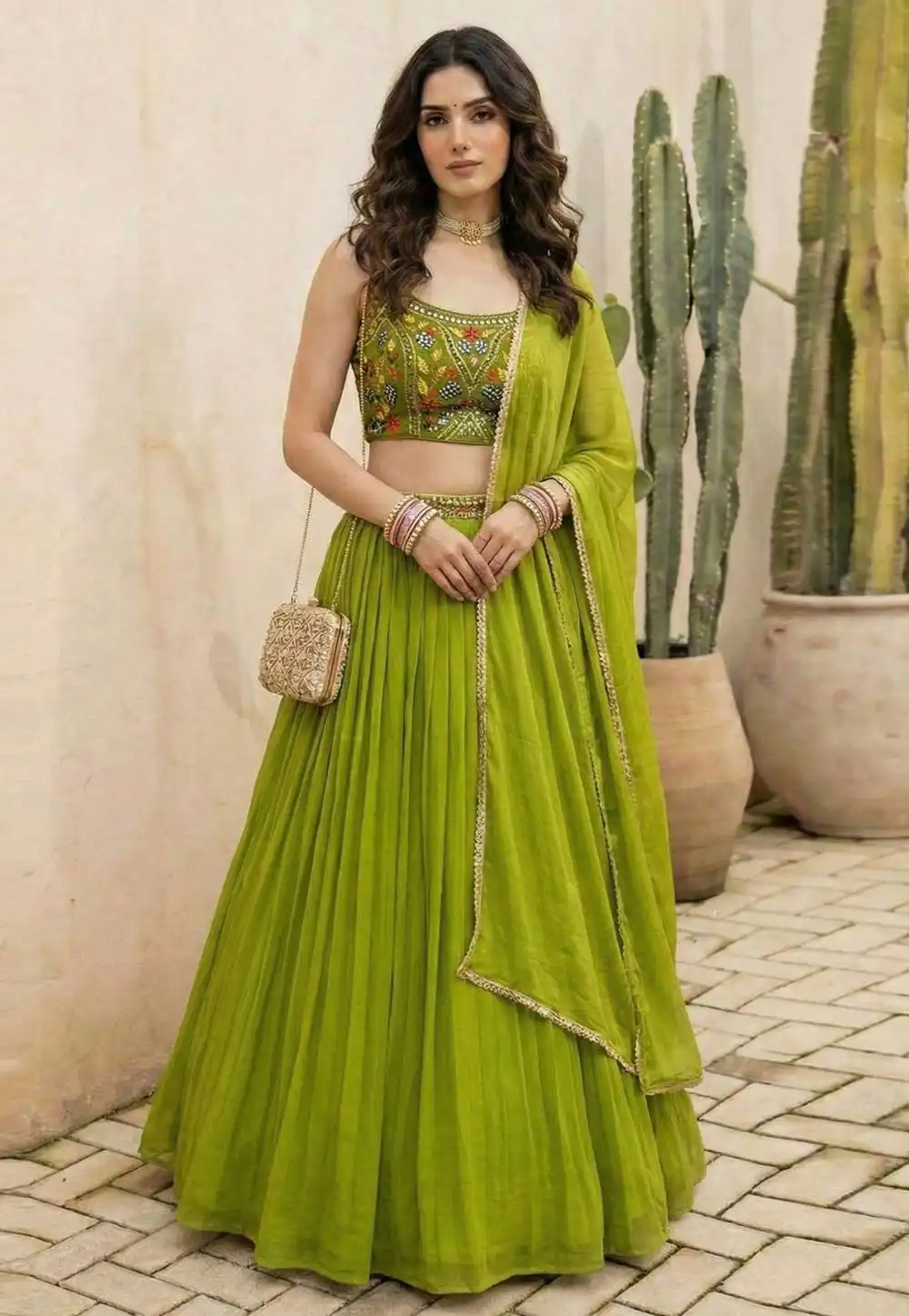 Mehndi Georgette Lehenga Choli 325351