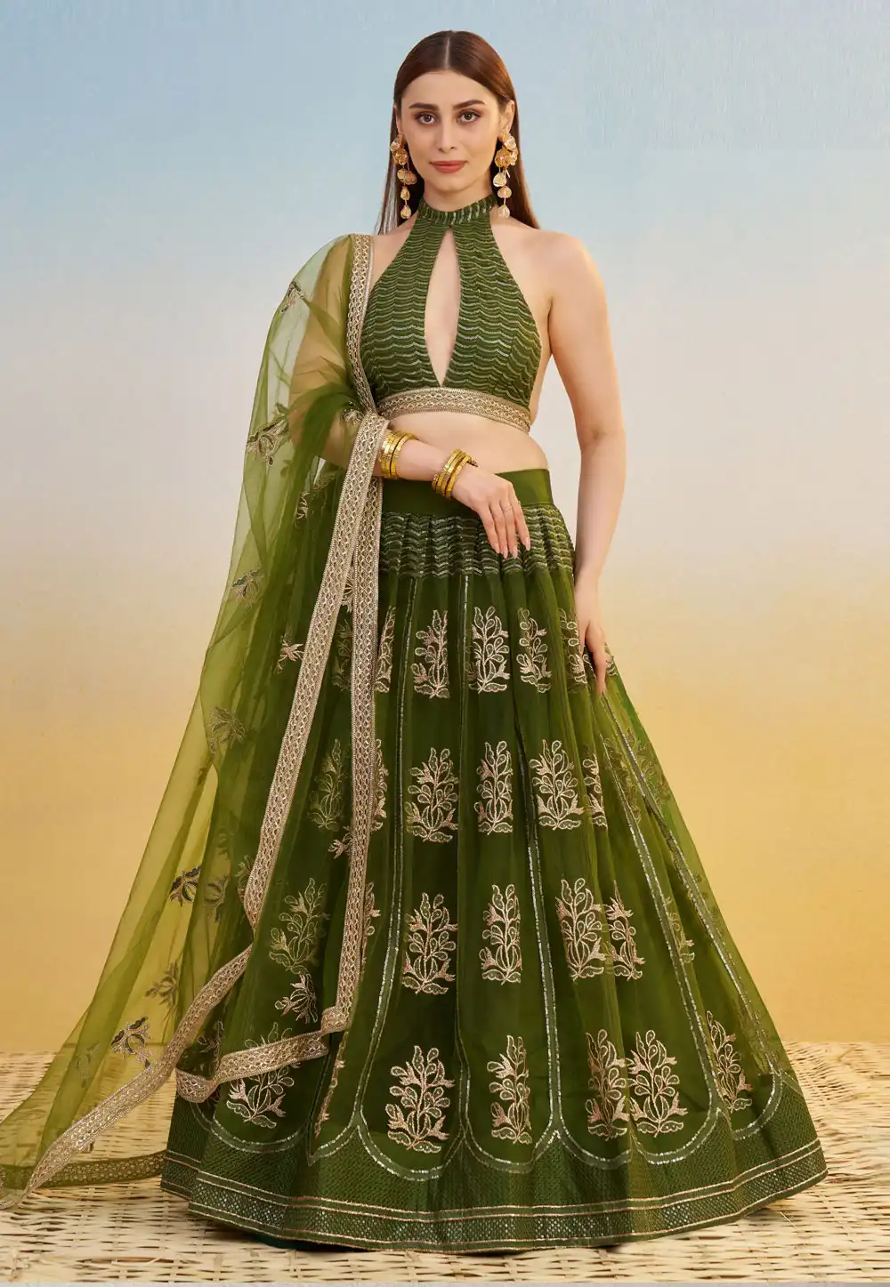 Mehndi Net Lehenga Choli 313018