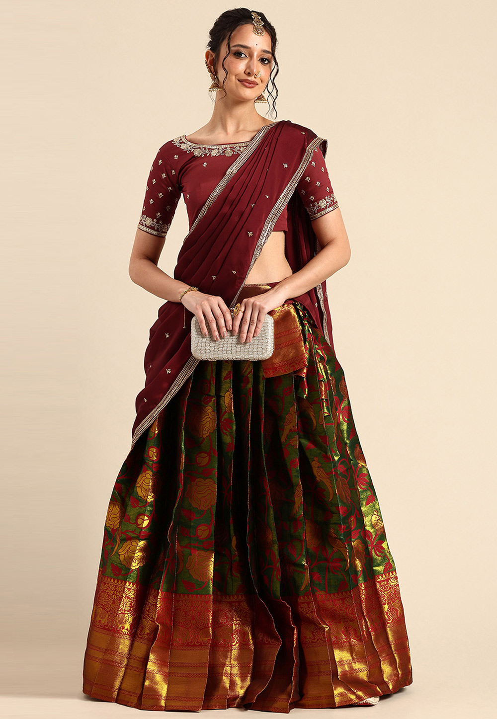 Mehndi Silk A Line Lehenga Choli 312198