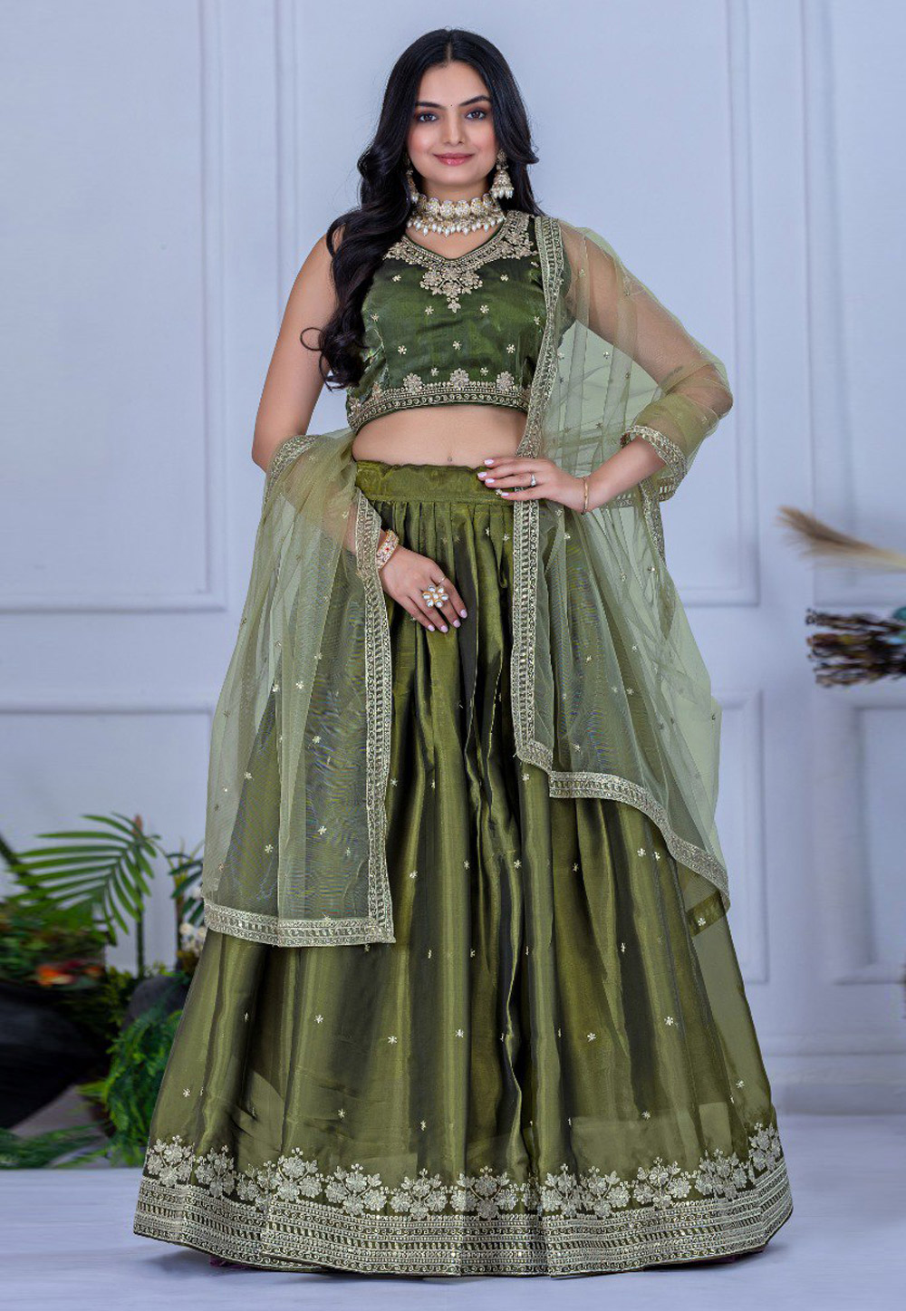 Mehndi Silk Circular Lehenga Choli 322431