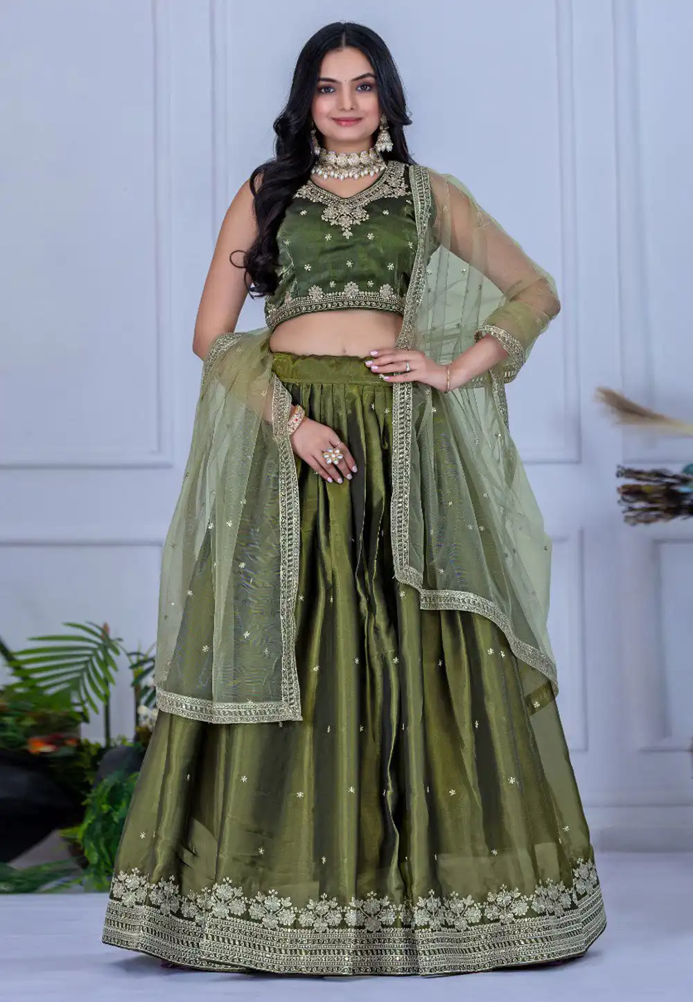 Mehndi Silk Circular Lehenga Choli 322431