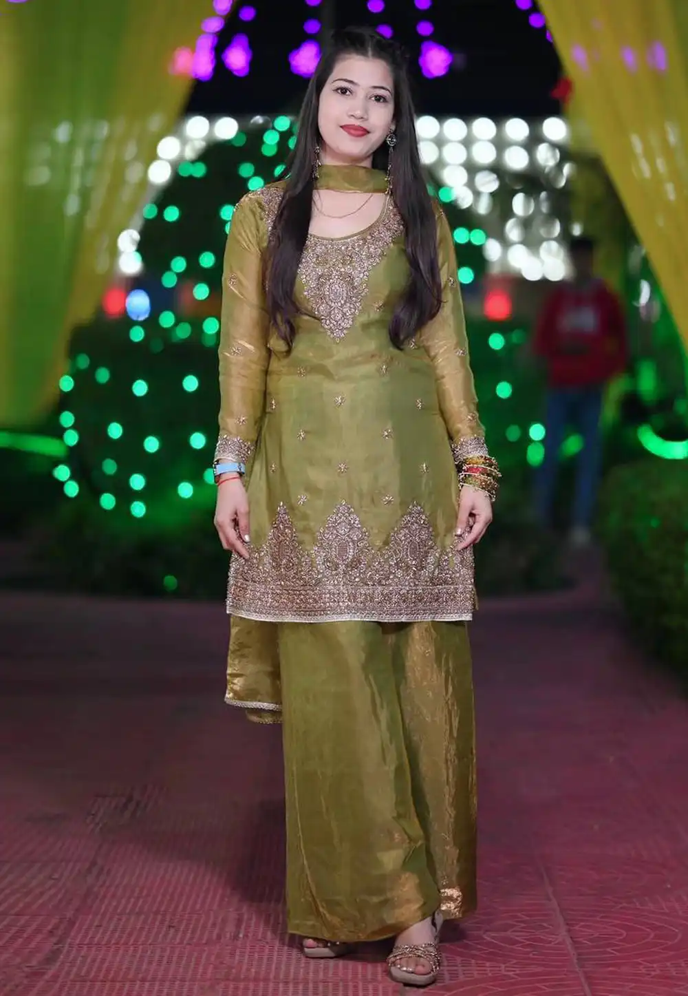 Mehndi Silk Readymade Pakistani Suit 328964