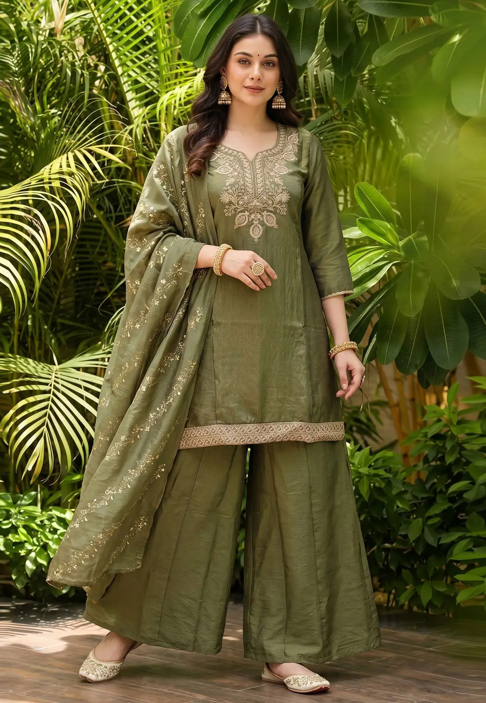 Mehndi Silk Readymade Pakistani Suit 334668