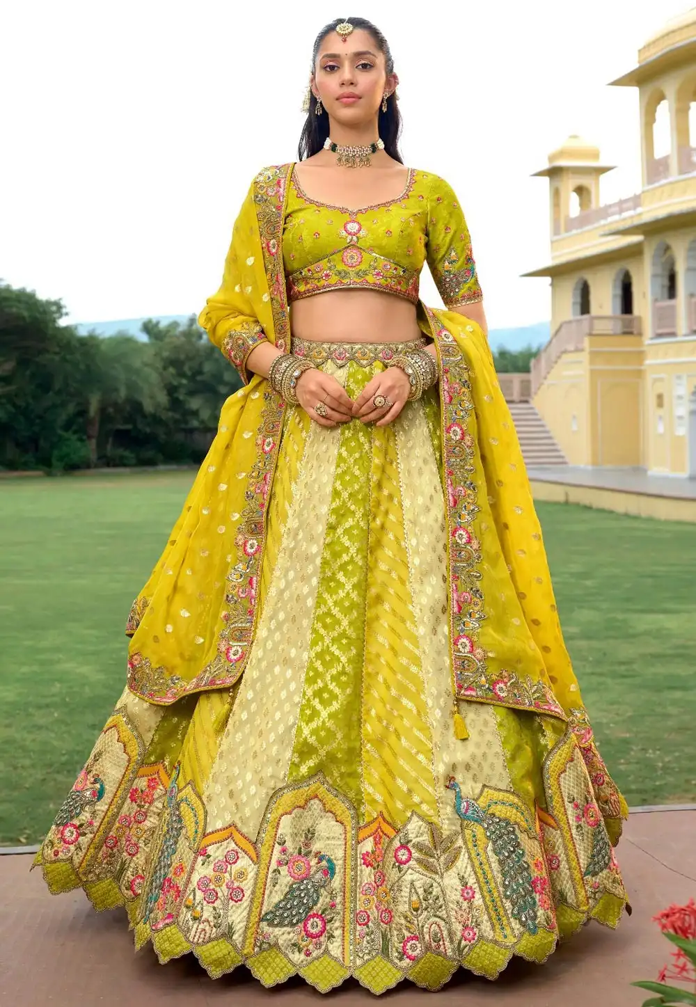Mehndi Silk Wedding Lehenga Choli 318891