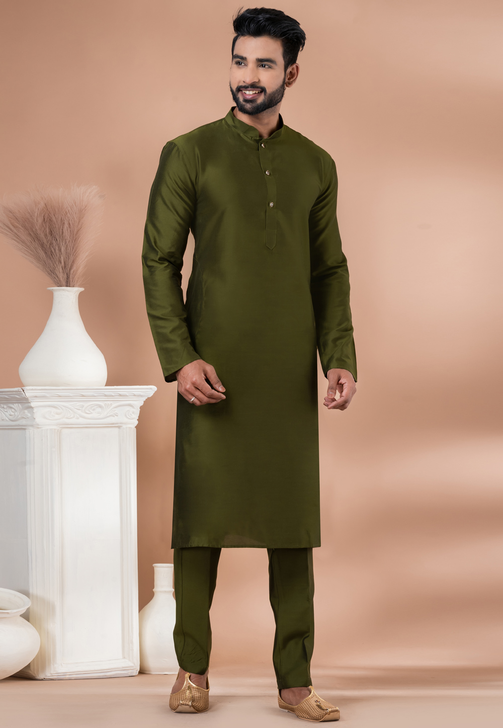 Mehndi Viscose Kurta Pajama 282540