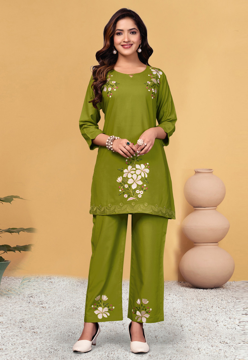 Mehndi Viscose Rayon Co-Ords Set 321408