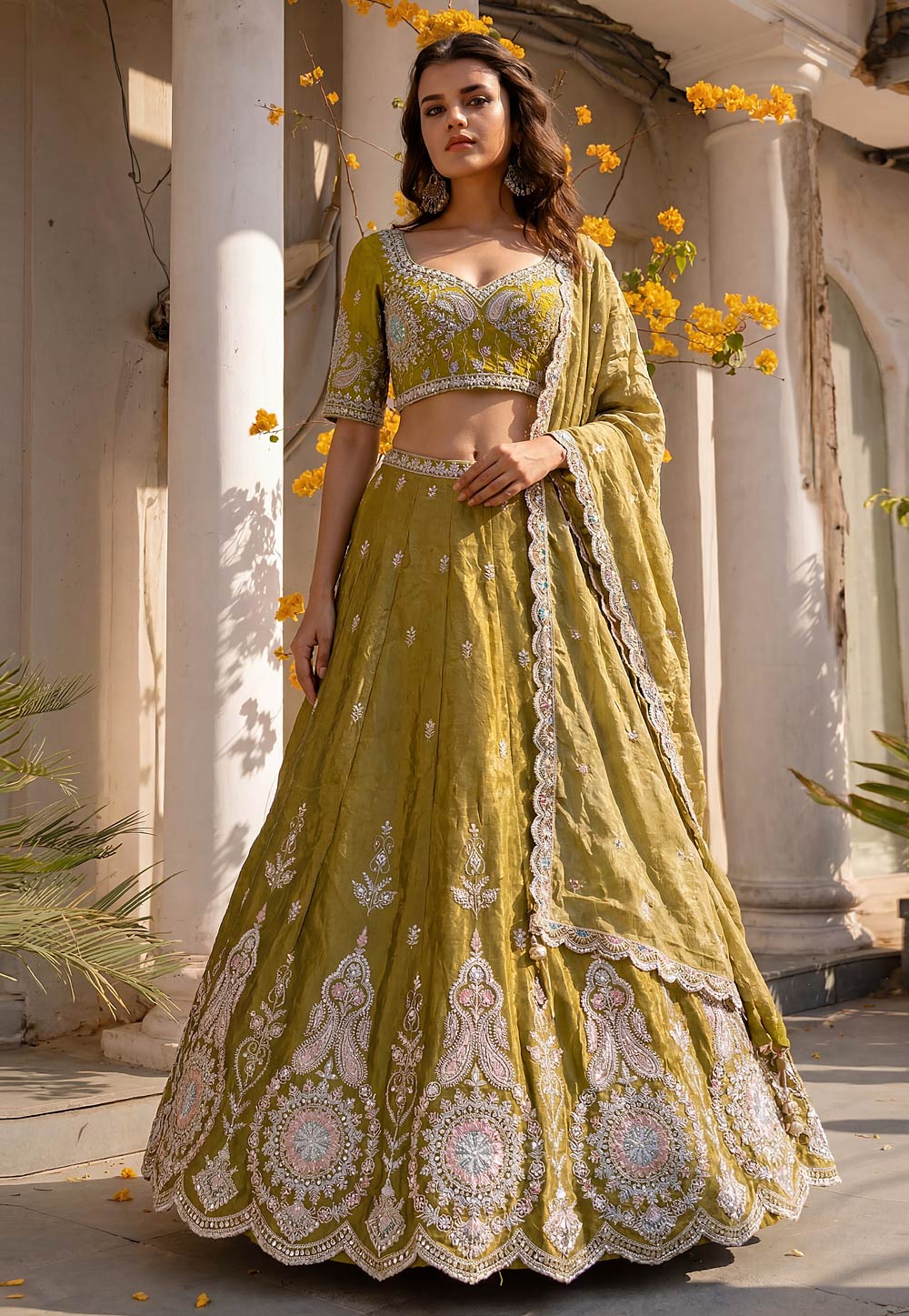 Mehndi Viscose Wedding Lehenga Choli 329257