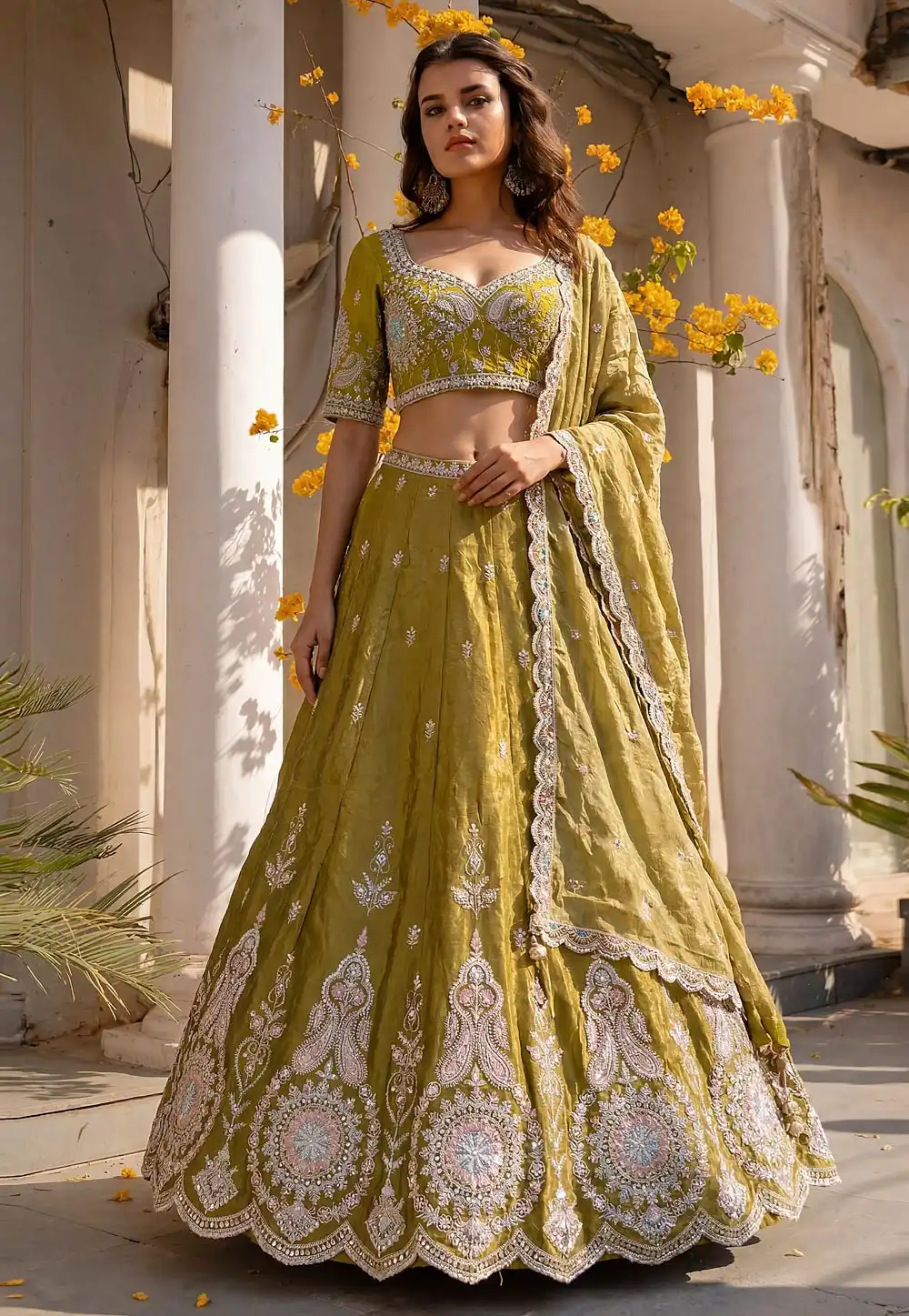 Mehndi Viscose Wedding Lehenga Choli 329257