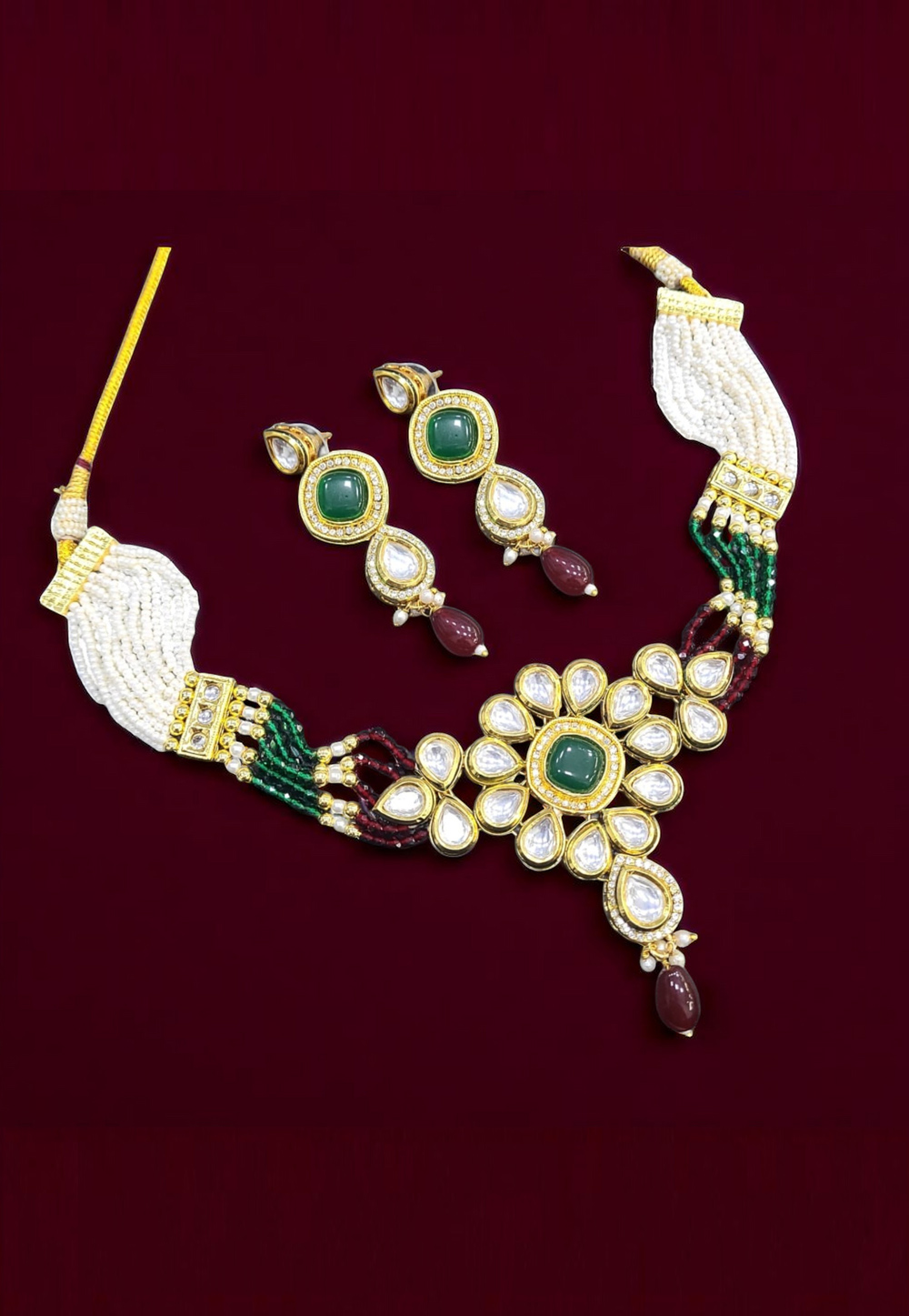 Multicolor Alloy Necklace With Earrings 313545