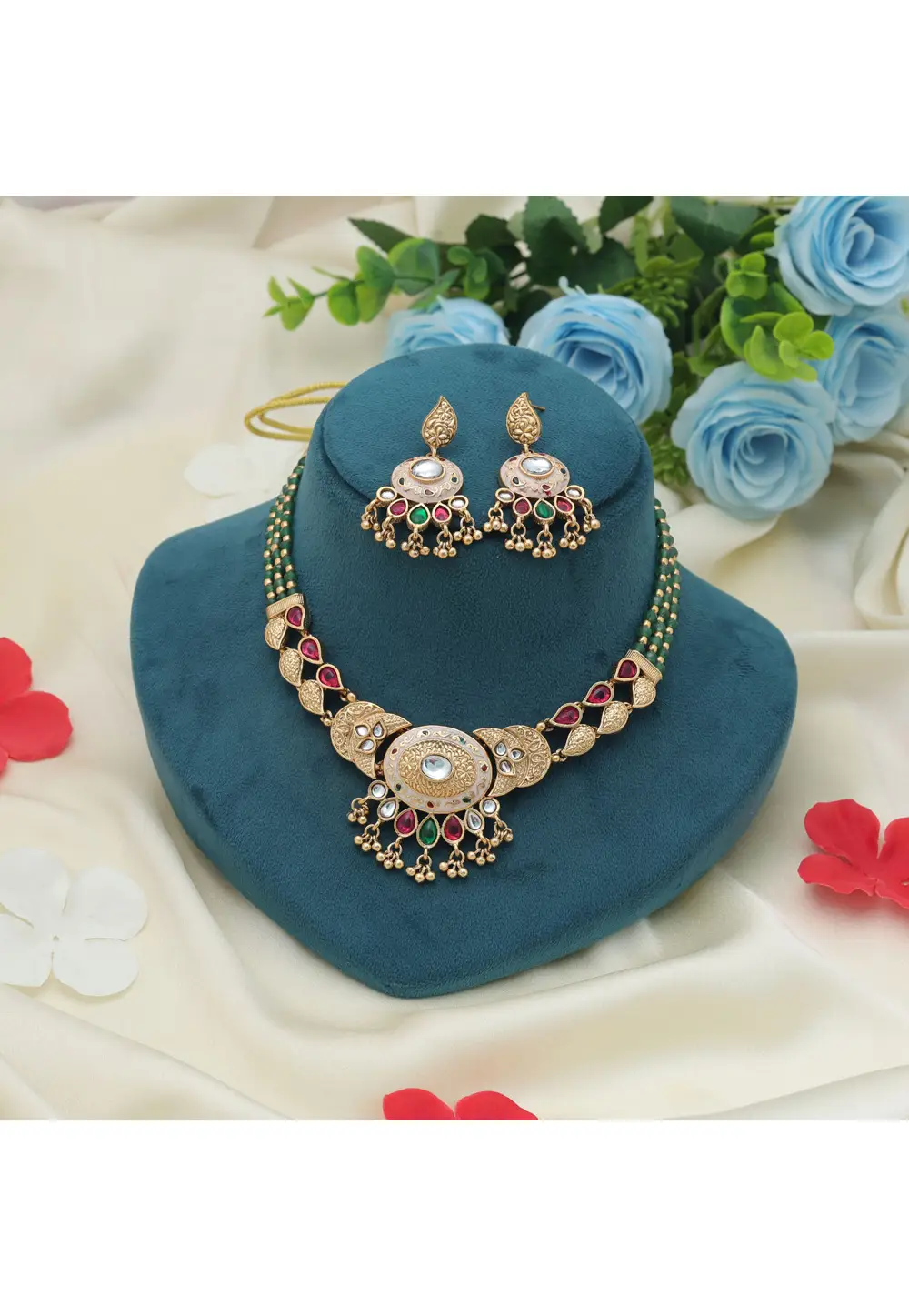 Multicolor Alloy Necklace With Earrings 334893