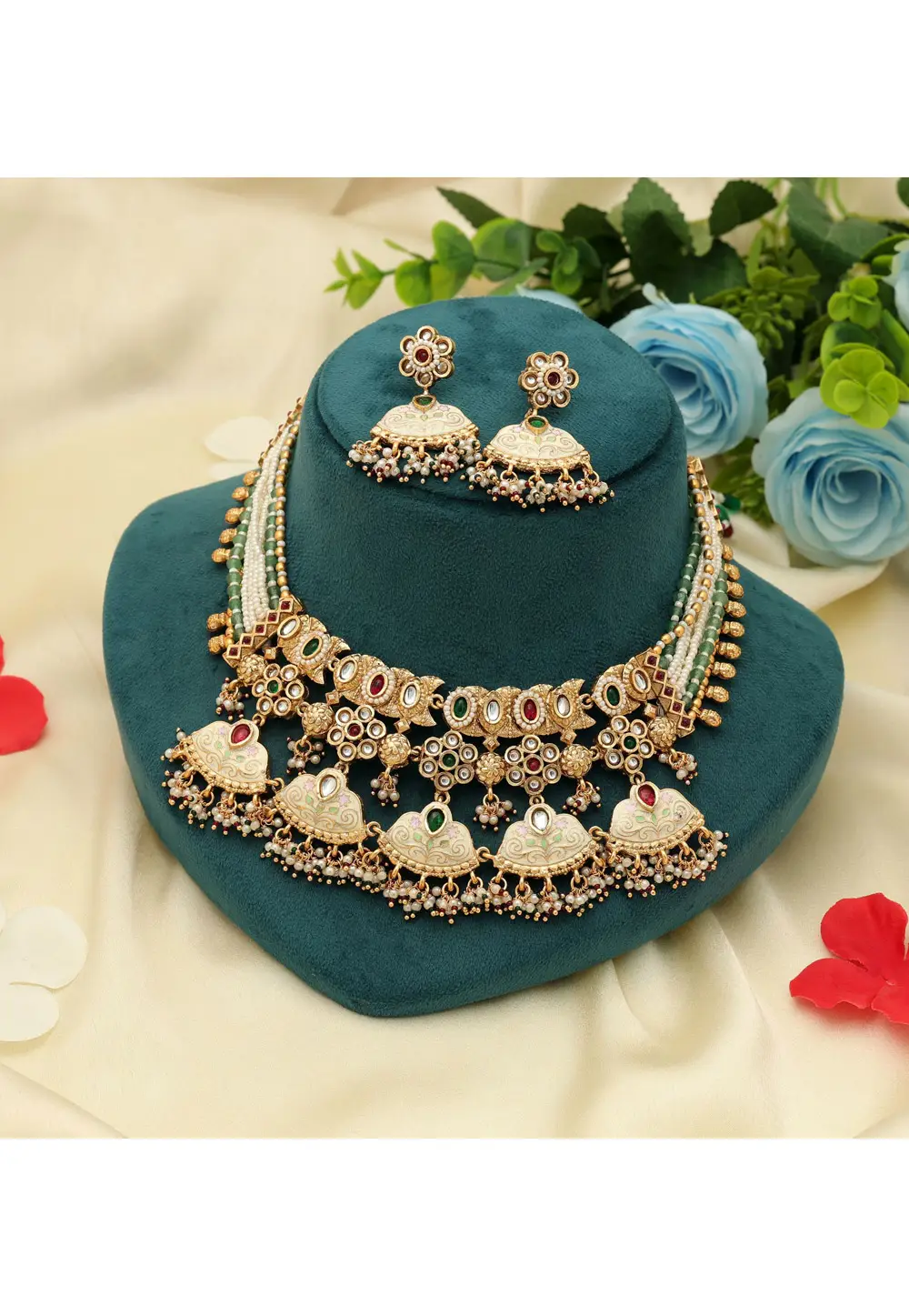 Multicolor Alloy Necklace With Earrings 334894