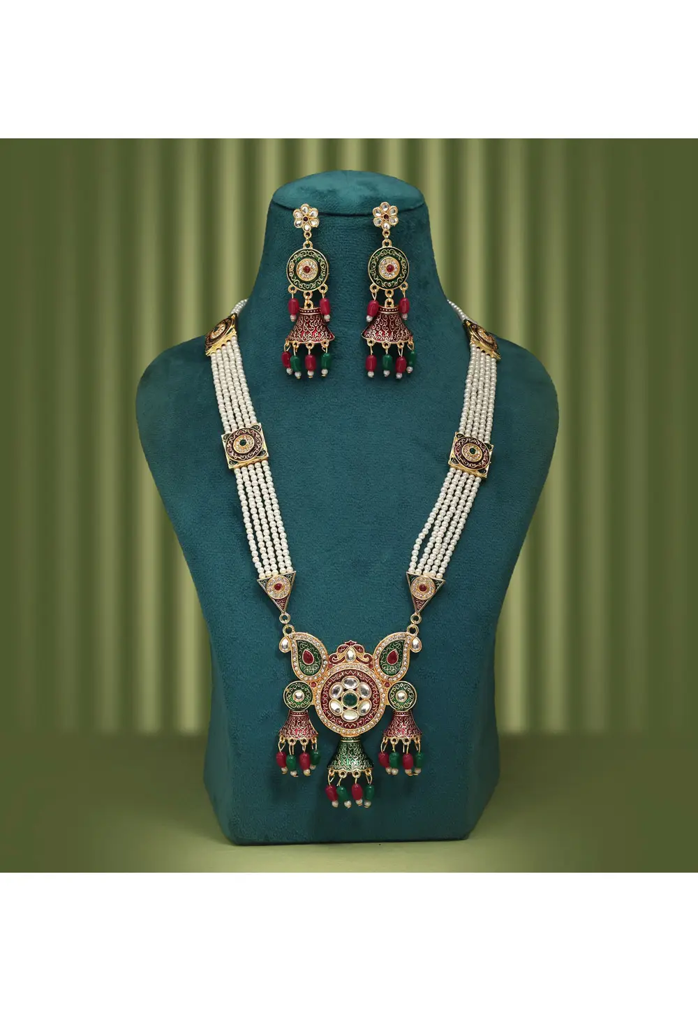 Multicolor Alloy Necklace With Earrings 335694