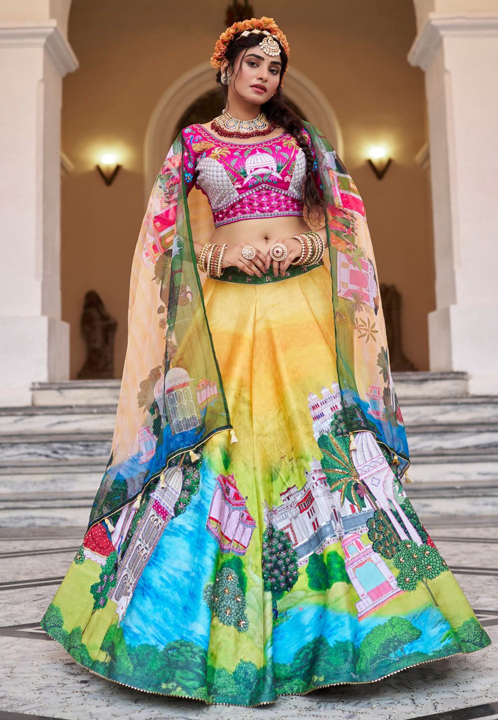 Multicolor Art Silk Circular Lehenga Choli 307501
