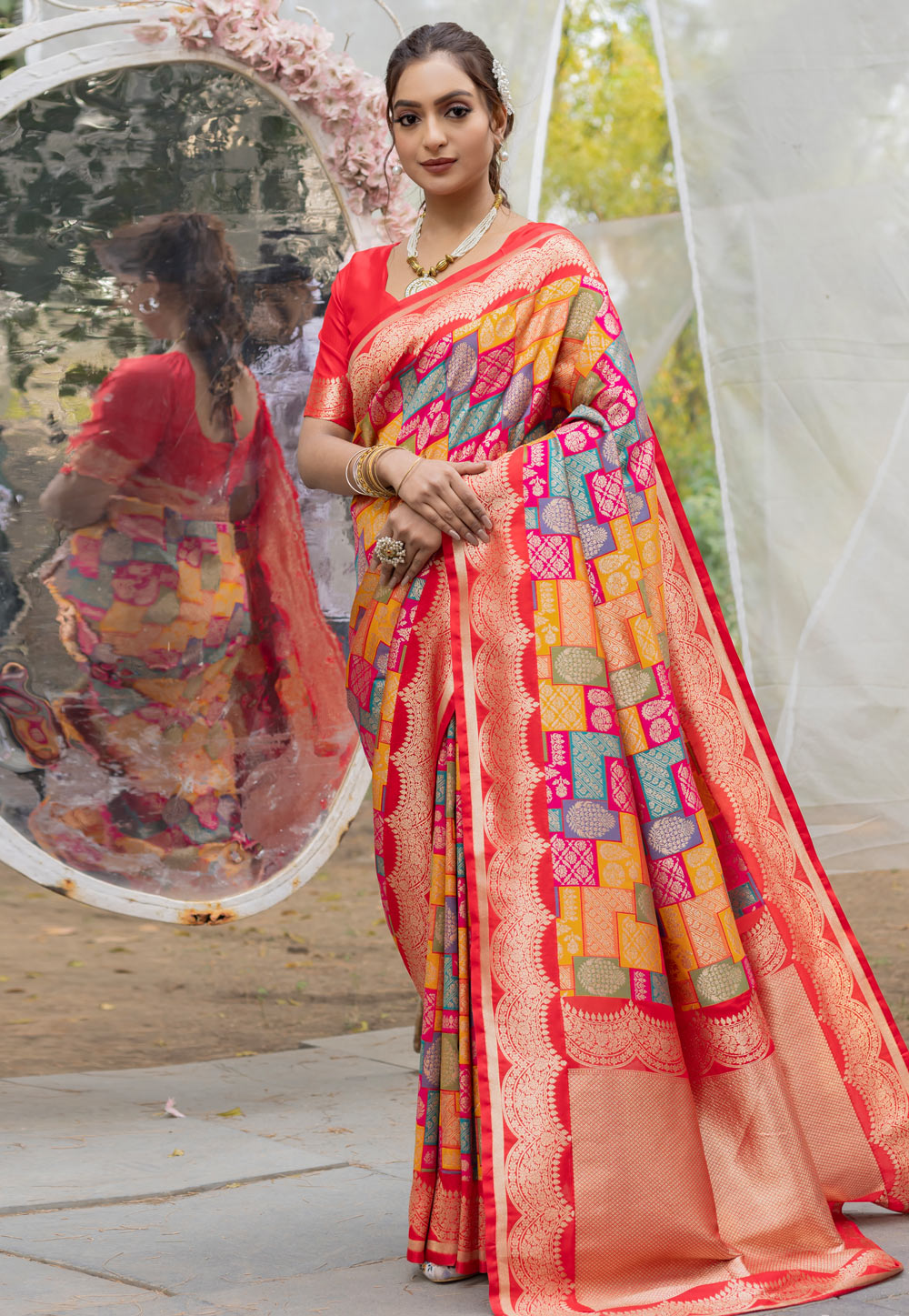 Multicolor Banarasi Silk Saree 307143