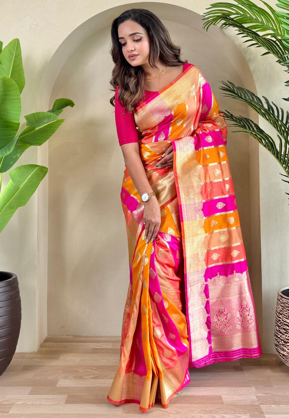 Multicolor Banarasi Silk Saree 308218