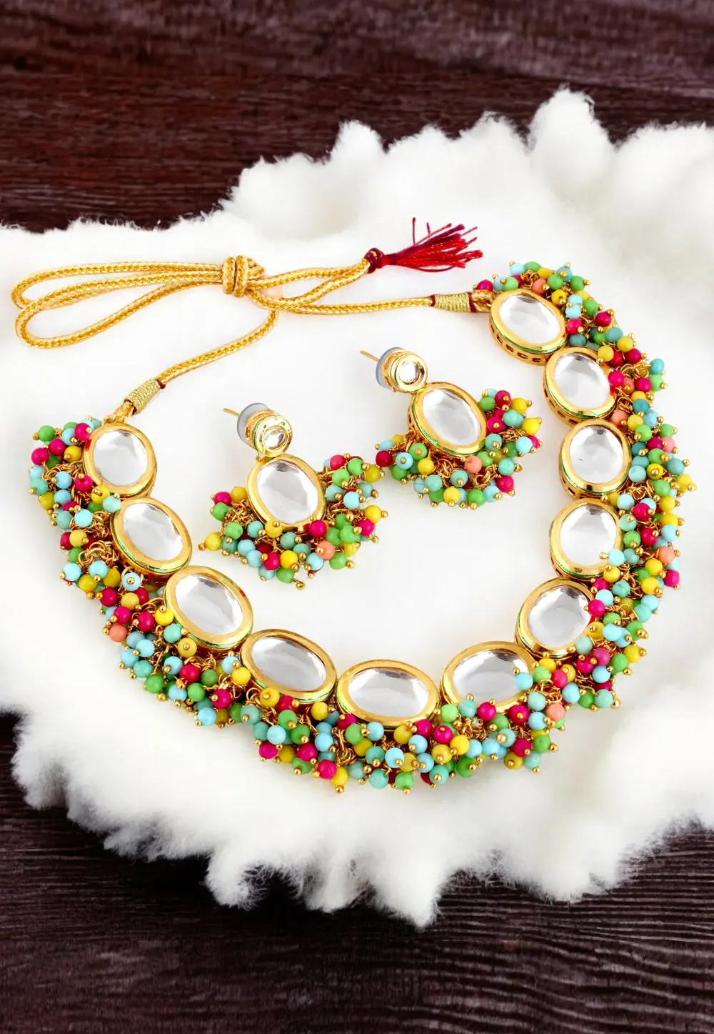 Multicolor Brasso Necklace With Earrings 331376