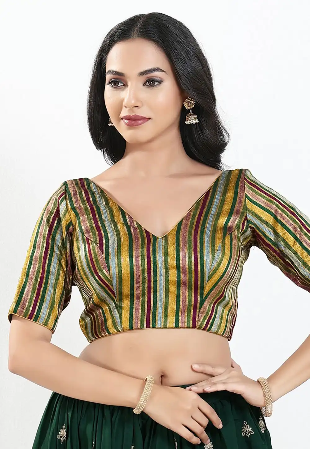 Multicolor Brocade Readymade Blouse 325357