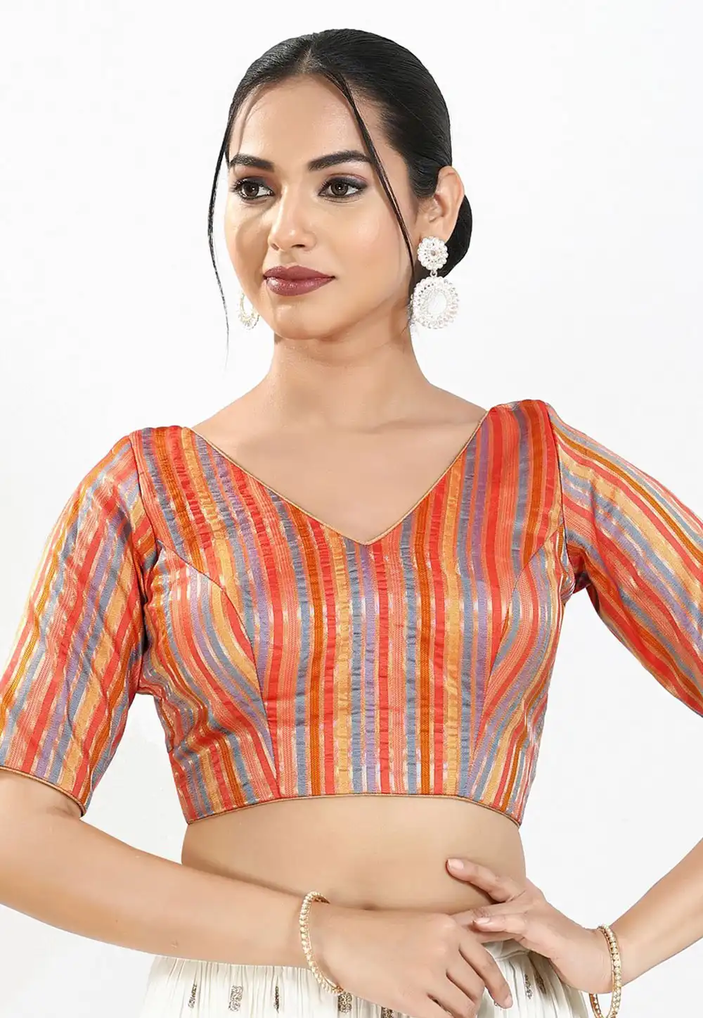 Multicolor Brocade Readymade Blouse 325358