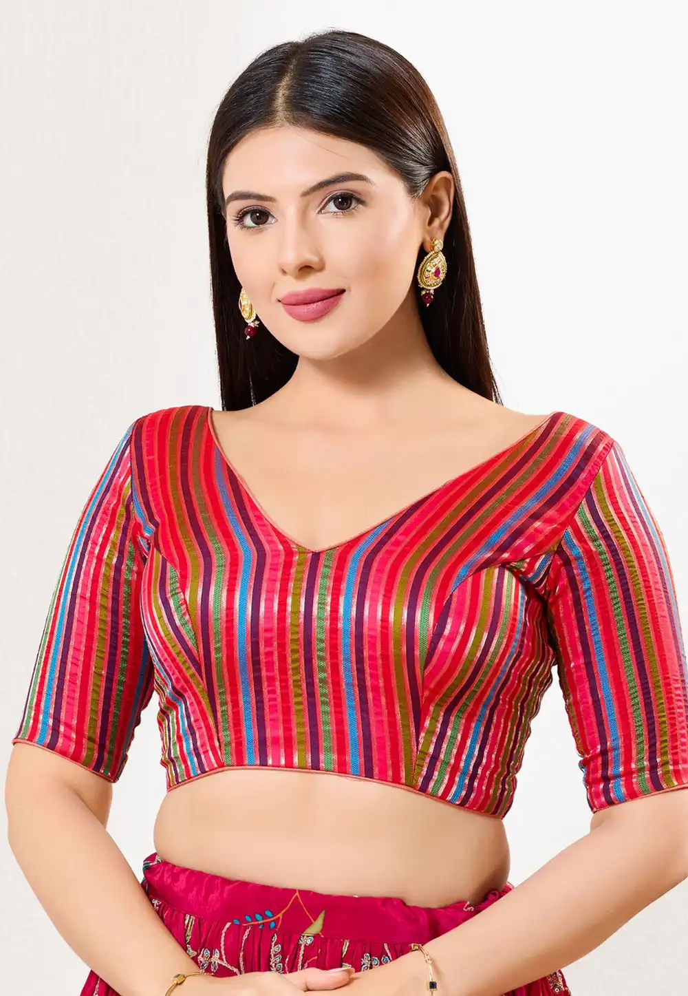 Multicolor Brocade Readymade Blouse 325362