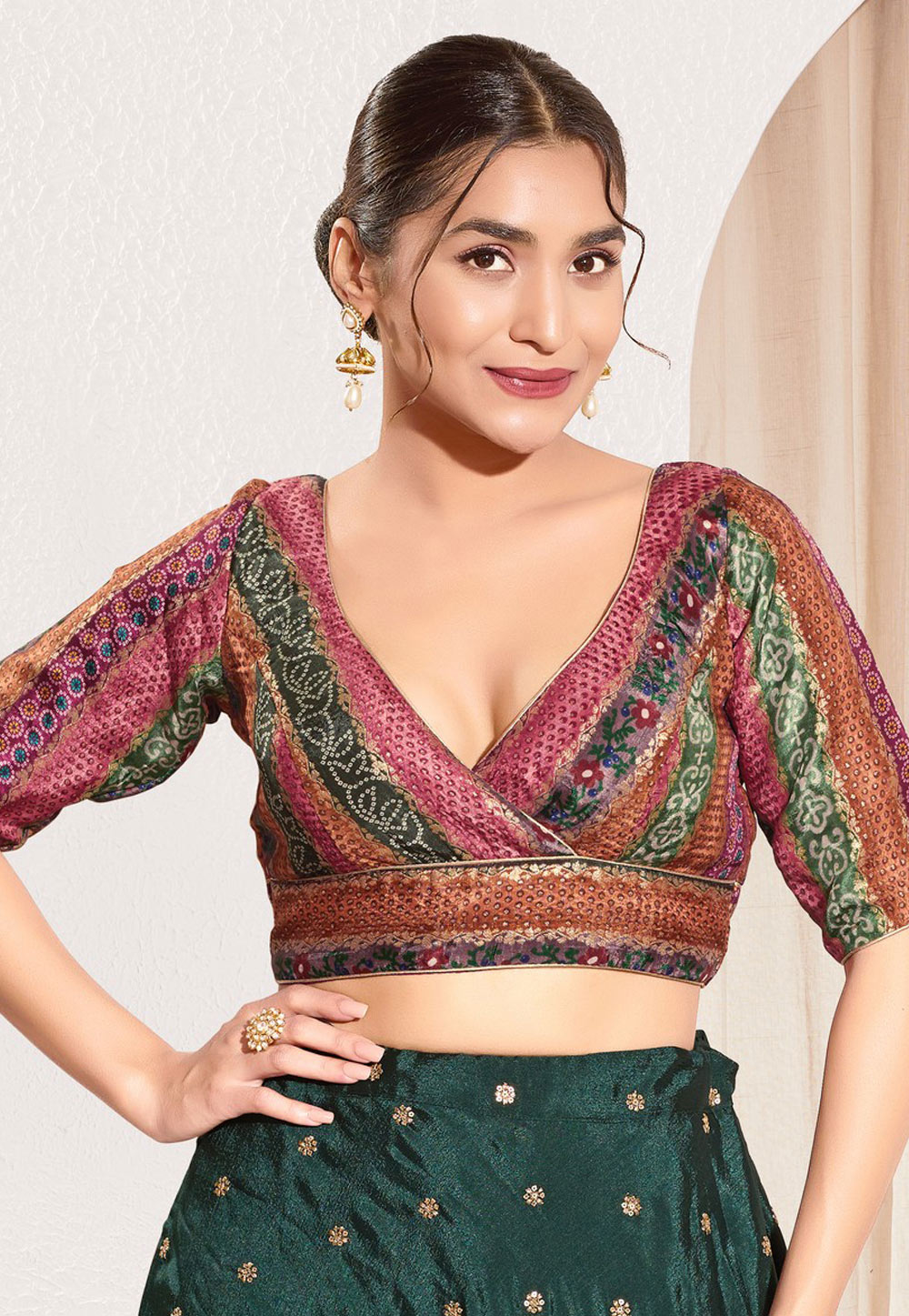 Multicolor Brocade Readymade Blouse 327197