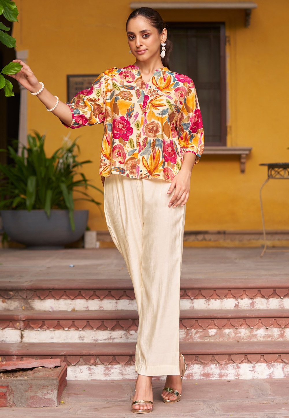 Multicolor Chanderi Printed Co-Ords Set 322673