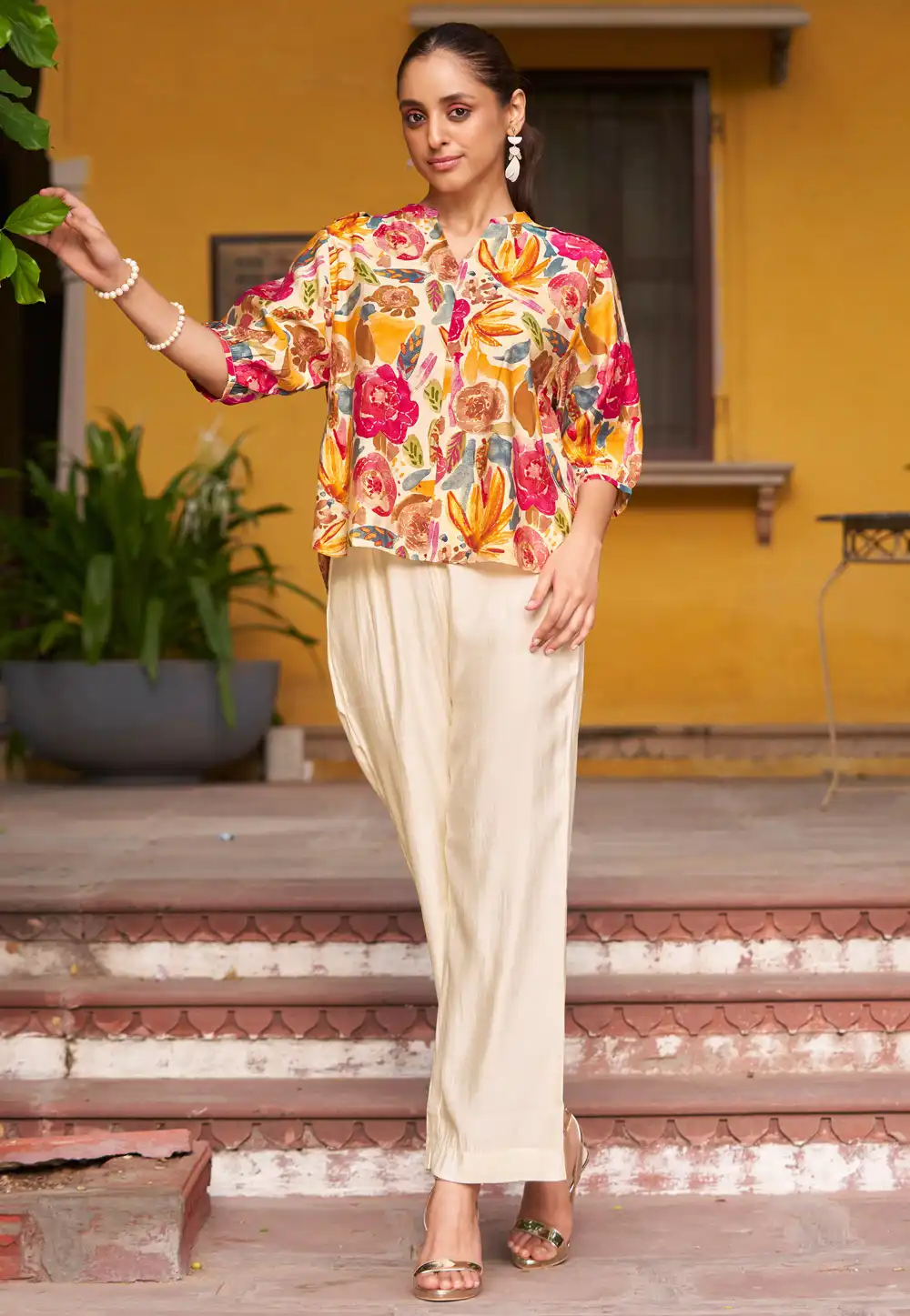 Multicolor Chanderi Printed Co-Ords Set 322673