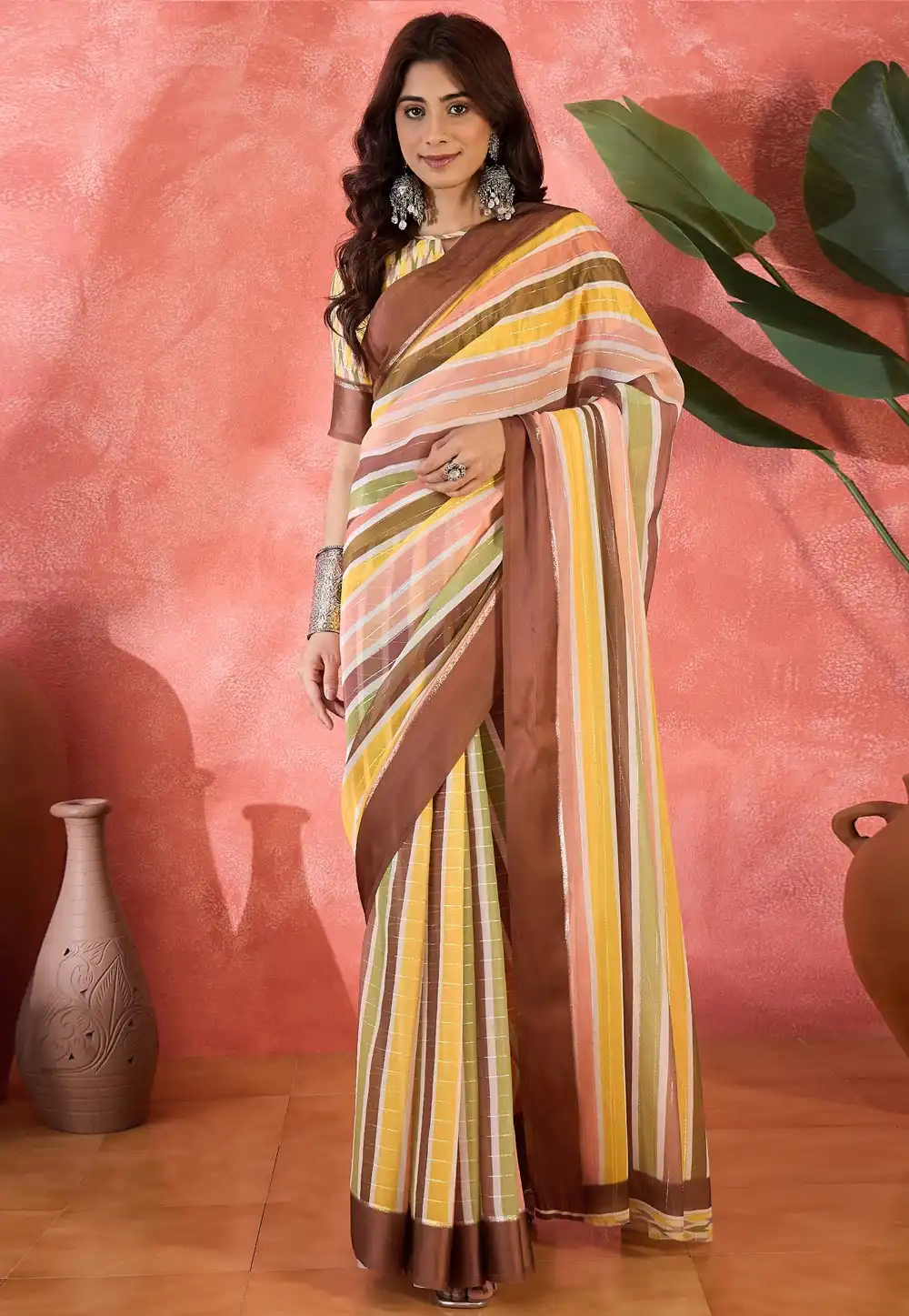 Multicolor Chiffon Saree With Blouse 316735