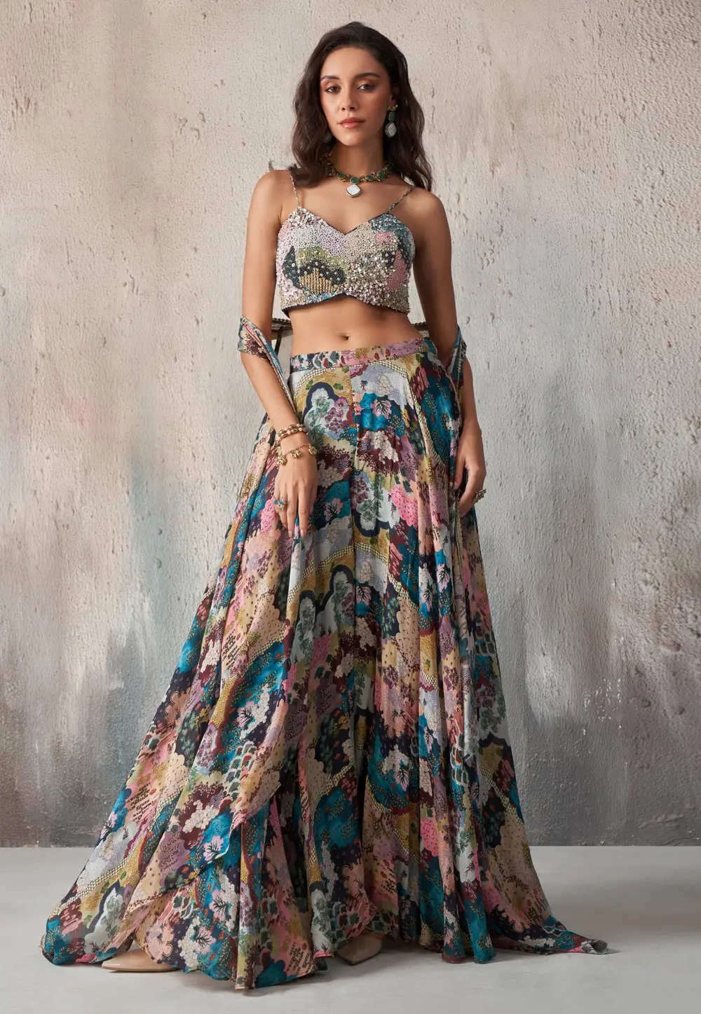 Multicolor Chinon  Palazzo Suit 297429