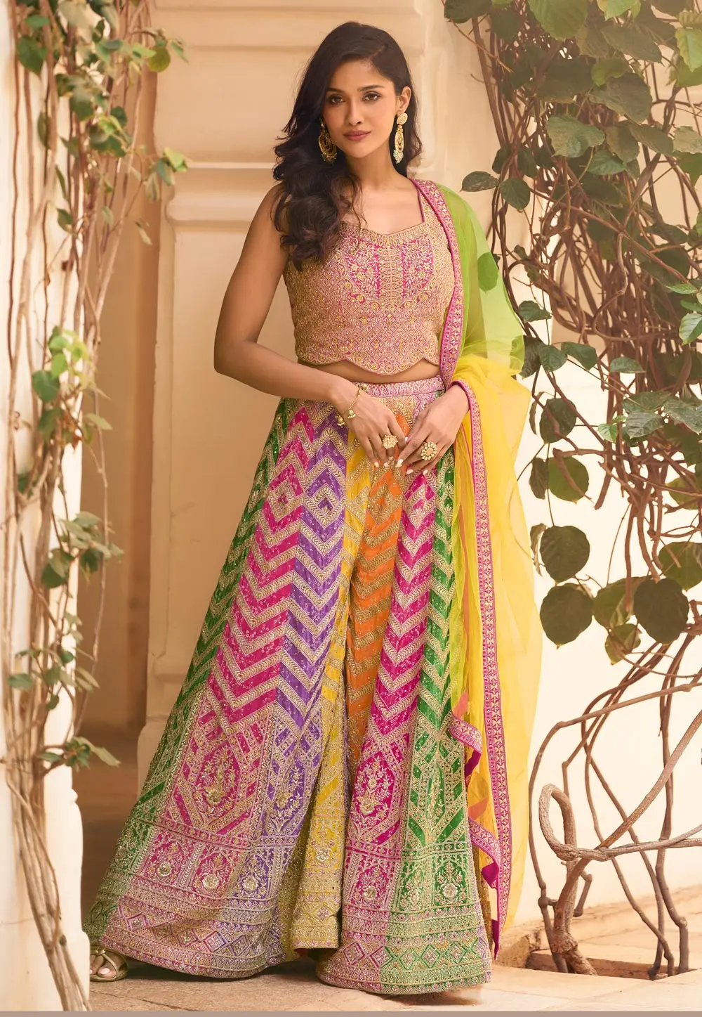 Multicolor Chinon Silk Embroidered Designer Salwar Suit 336668