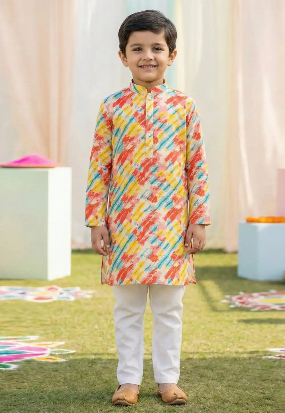 Multicolor Cotton Kids Kurta Pajama 325133